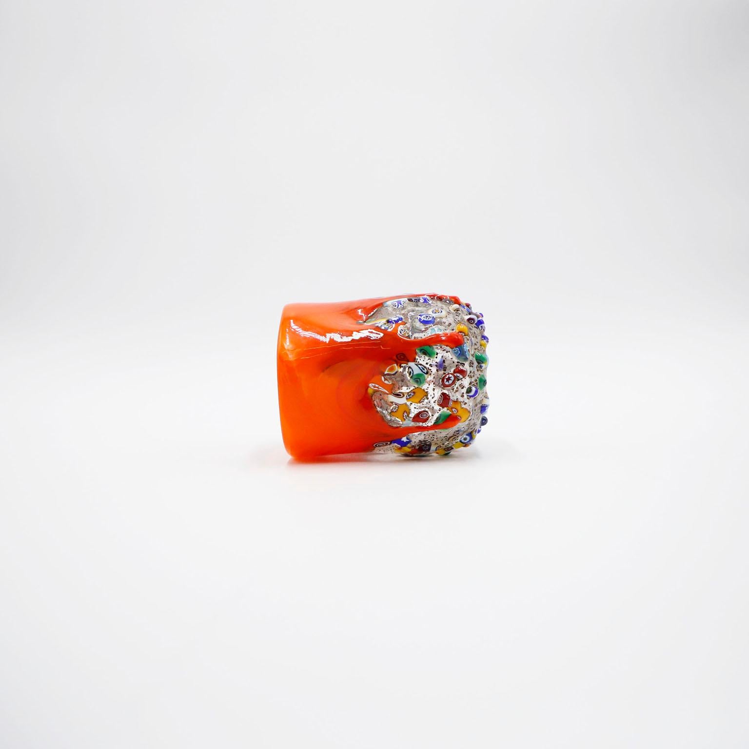 Altro Bicchiere di vetro Millefiori, Bicchiere di vetro stropicciato dimesso in vendita