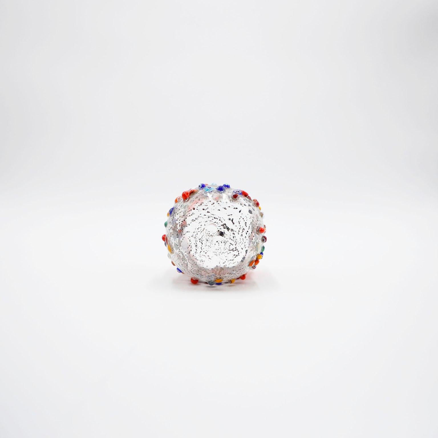 Vaso de cristal Millefiori, Vaso de cristal arrugado con hoyuelos Italiano en venta