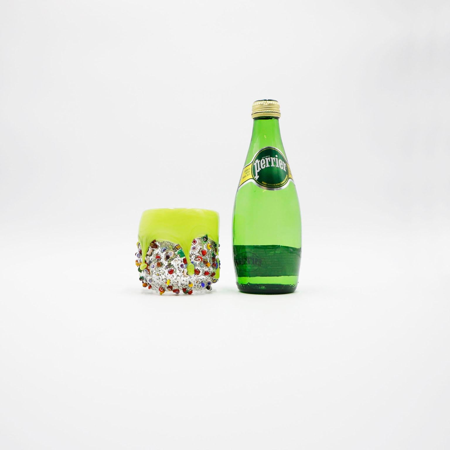 Vaso de cristal Millefiori, Vaso de cristal arrugado con hoyuelos Italiano en venta