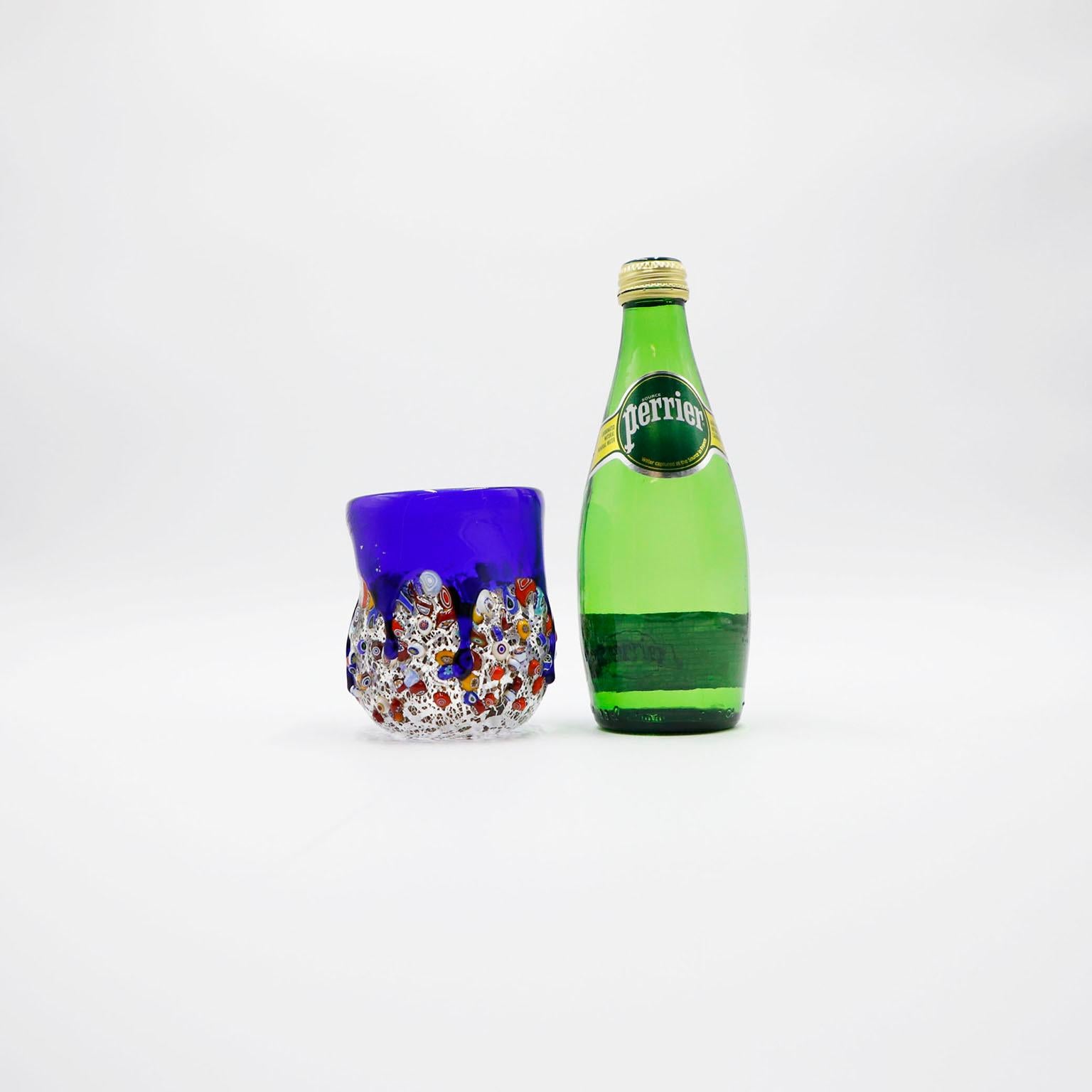 Vaso de cristal Millefiori, Vaso de cristal arrugado con hoyuelos Italiano en venta
