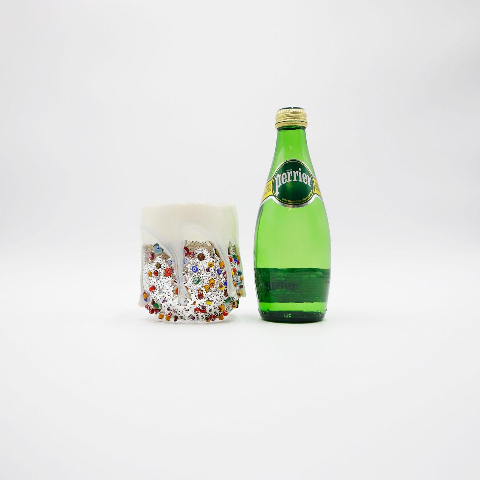 Vaso de cristal Millefiori, Vaso de cristal arrugado con hoyuelos Italiano en venta