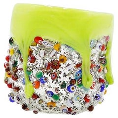 Millefiori Glass Tumbler, Dimpled Crumpled Glass Beaker