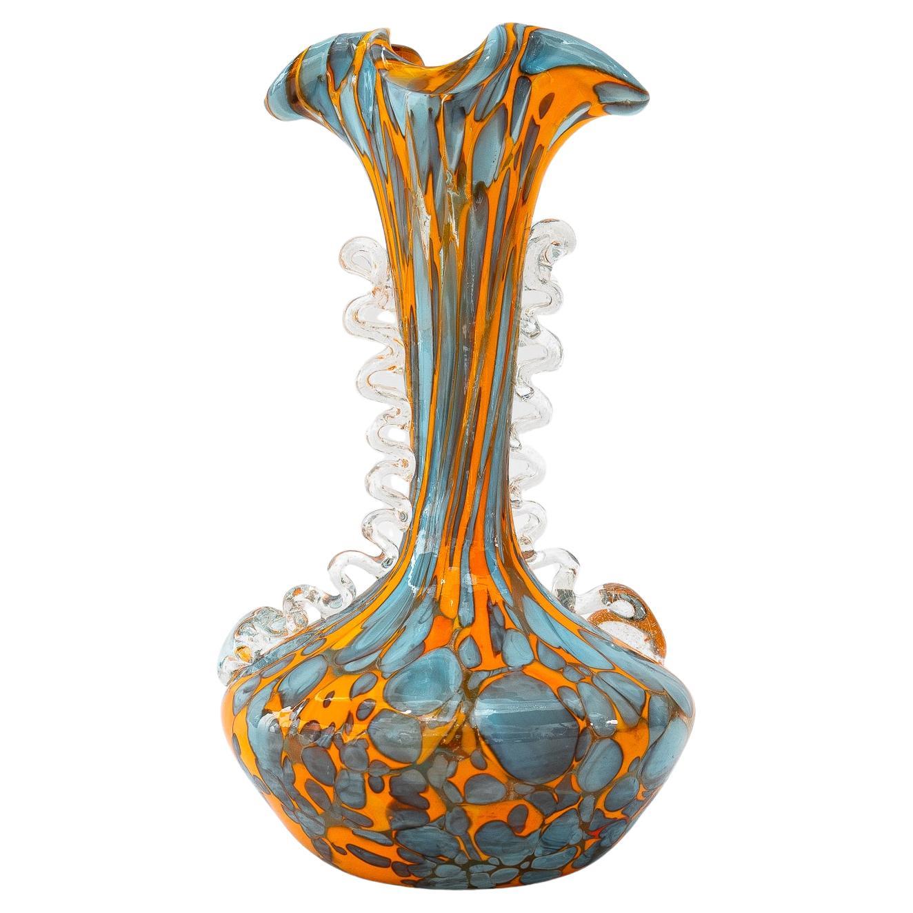 Millefiori Italienische Kunstglasvase um 1950 im Angebot