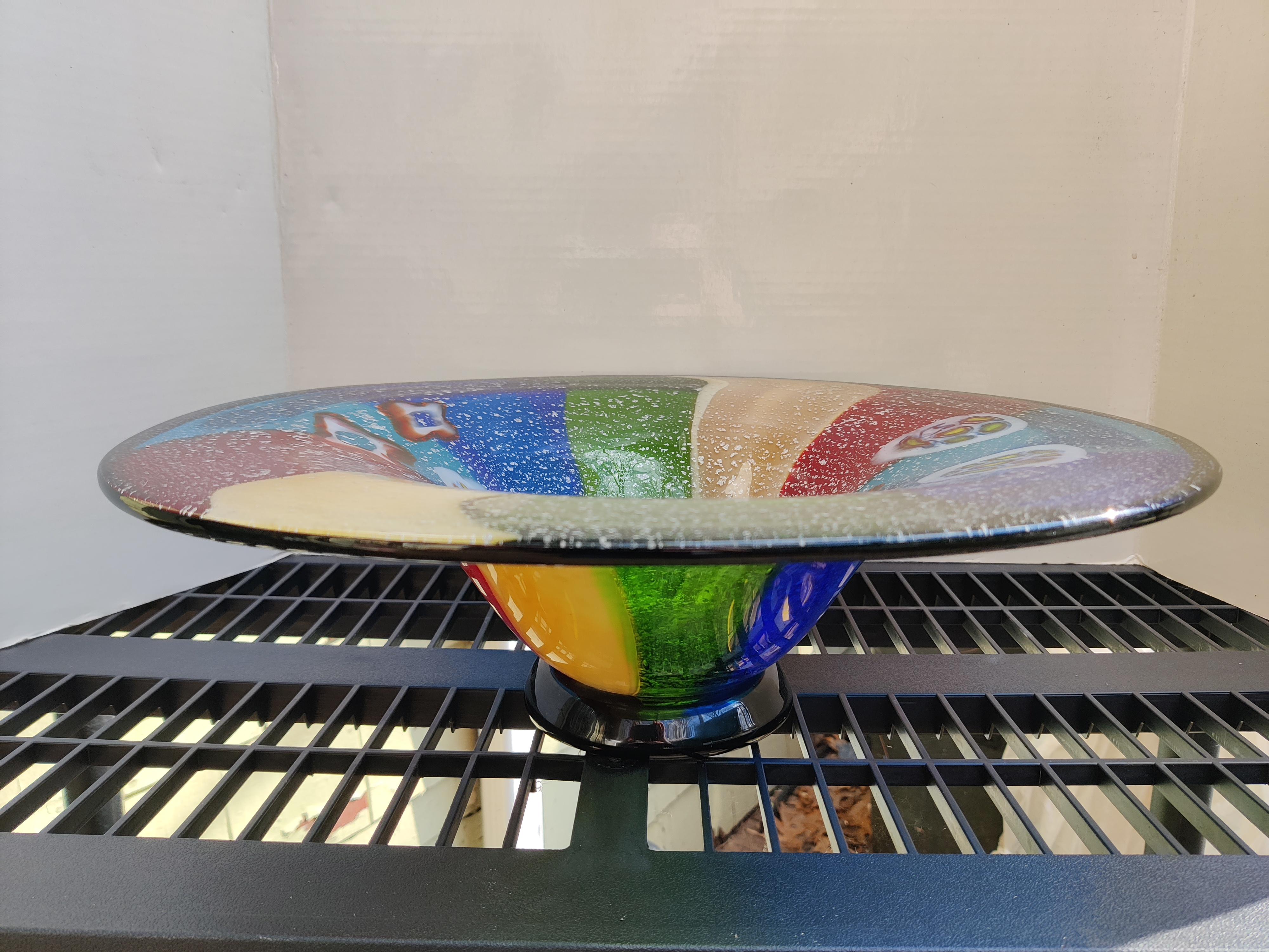 Millefiori Murano Blown Glass Swirling Mixed Color Bowl For Sale 5