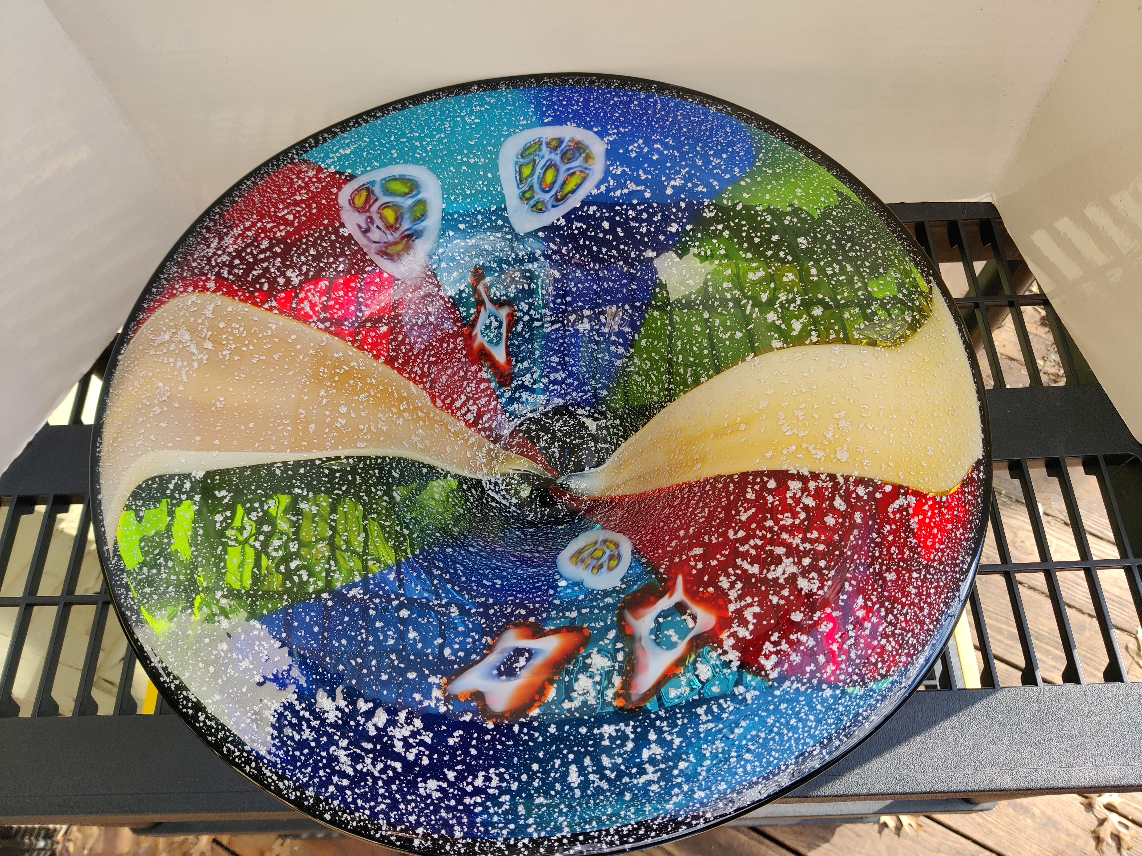 Millefiori Murano Blown Glass Swirling Mixed Color Bowl In Good Condition For Sale In Cincinnati, OH