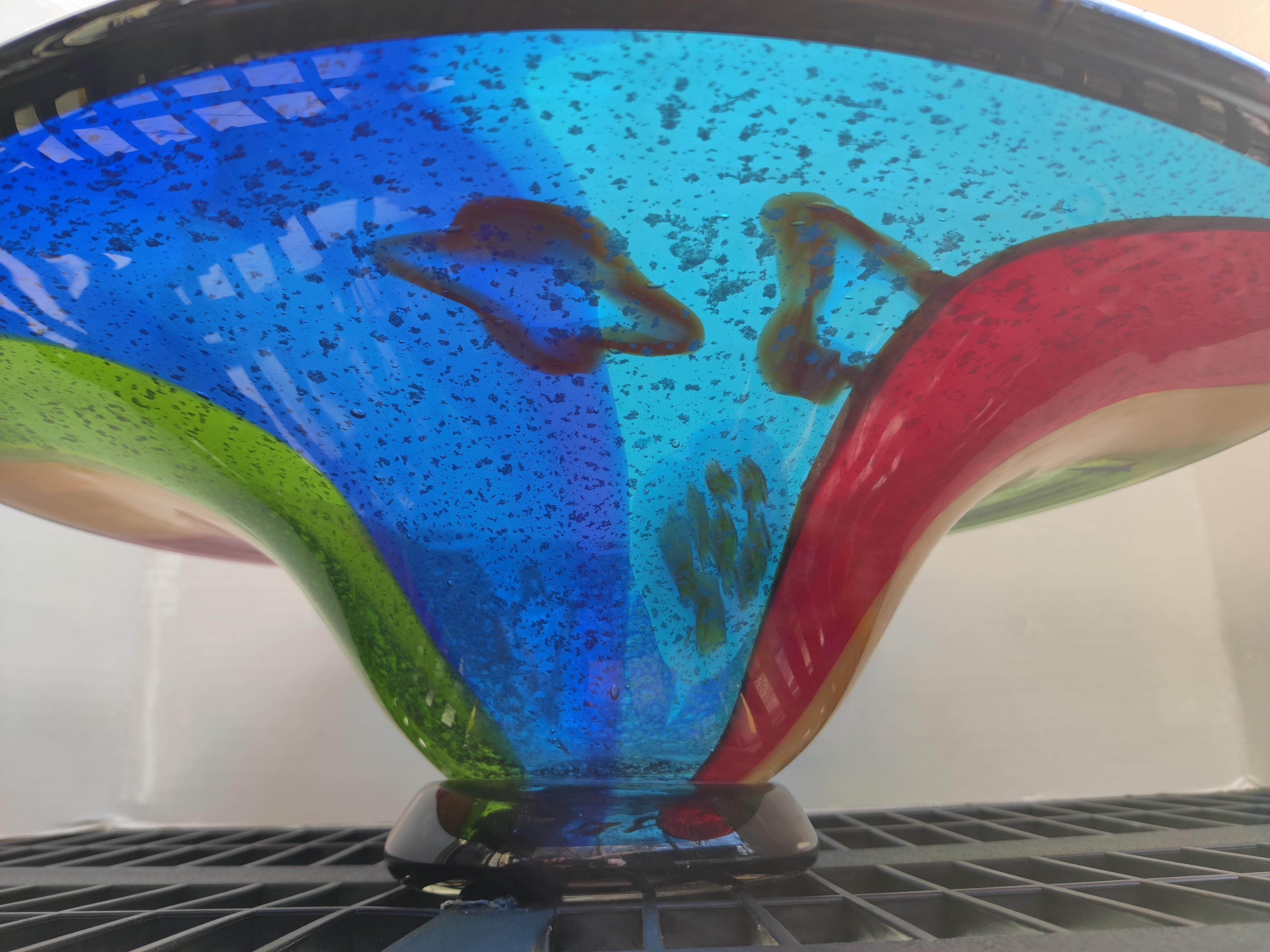 Late 20th Century Millefiori Murano Blown Glass Swirling Mixed Color Bowl For Sale