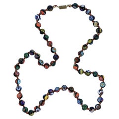 Millefiori Murano Glass Bead Necklace with Barrel Clasp