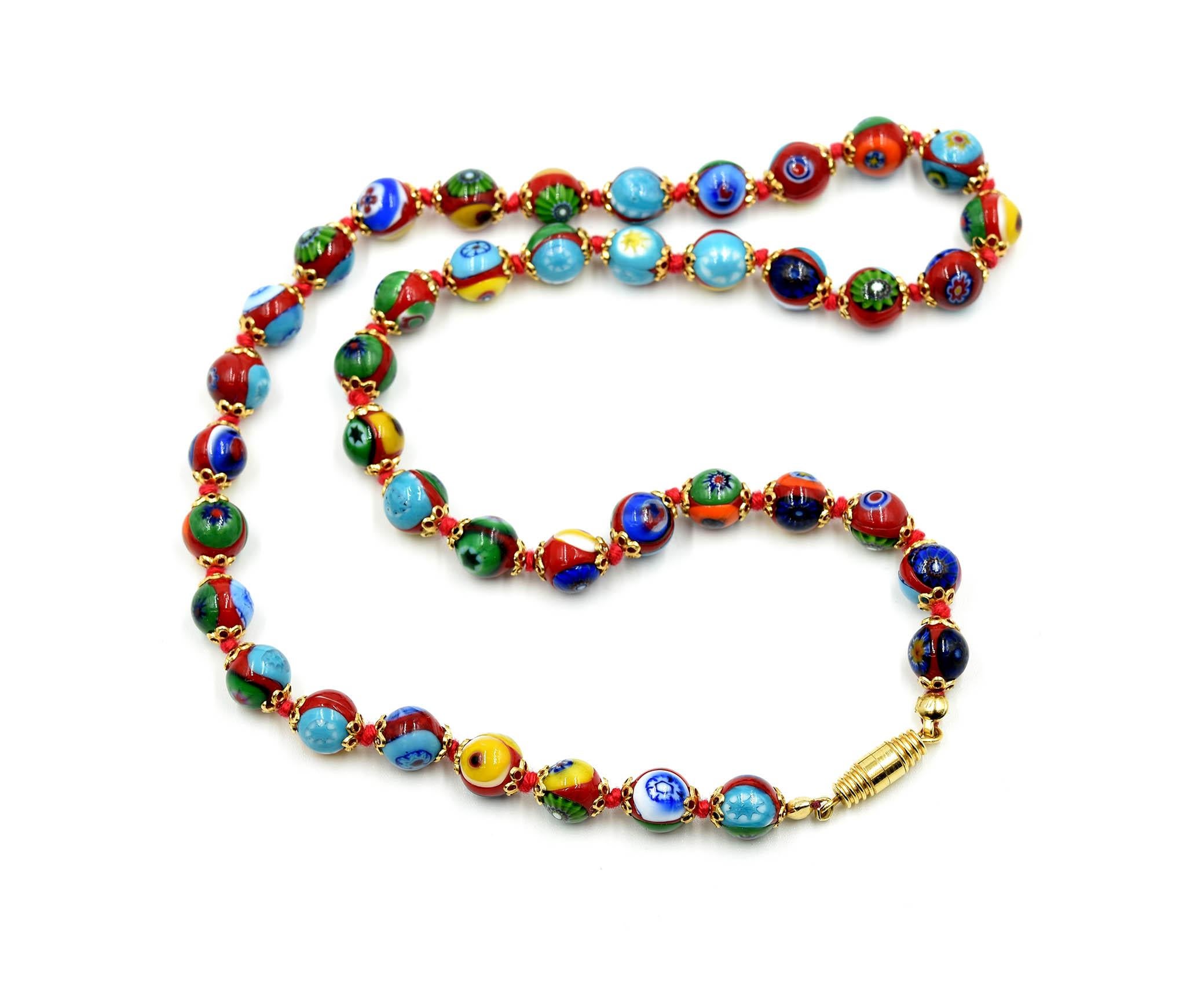 millefiori murano glass bead necklace