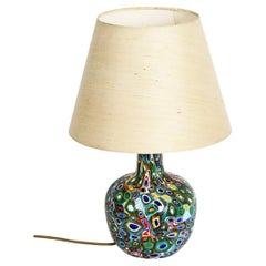 Millefiori Murano Glass Lamp with Custom Silk Shade