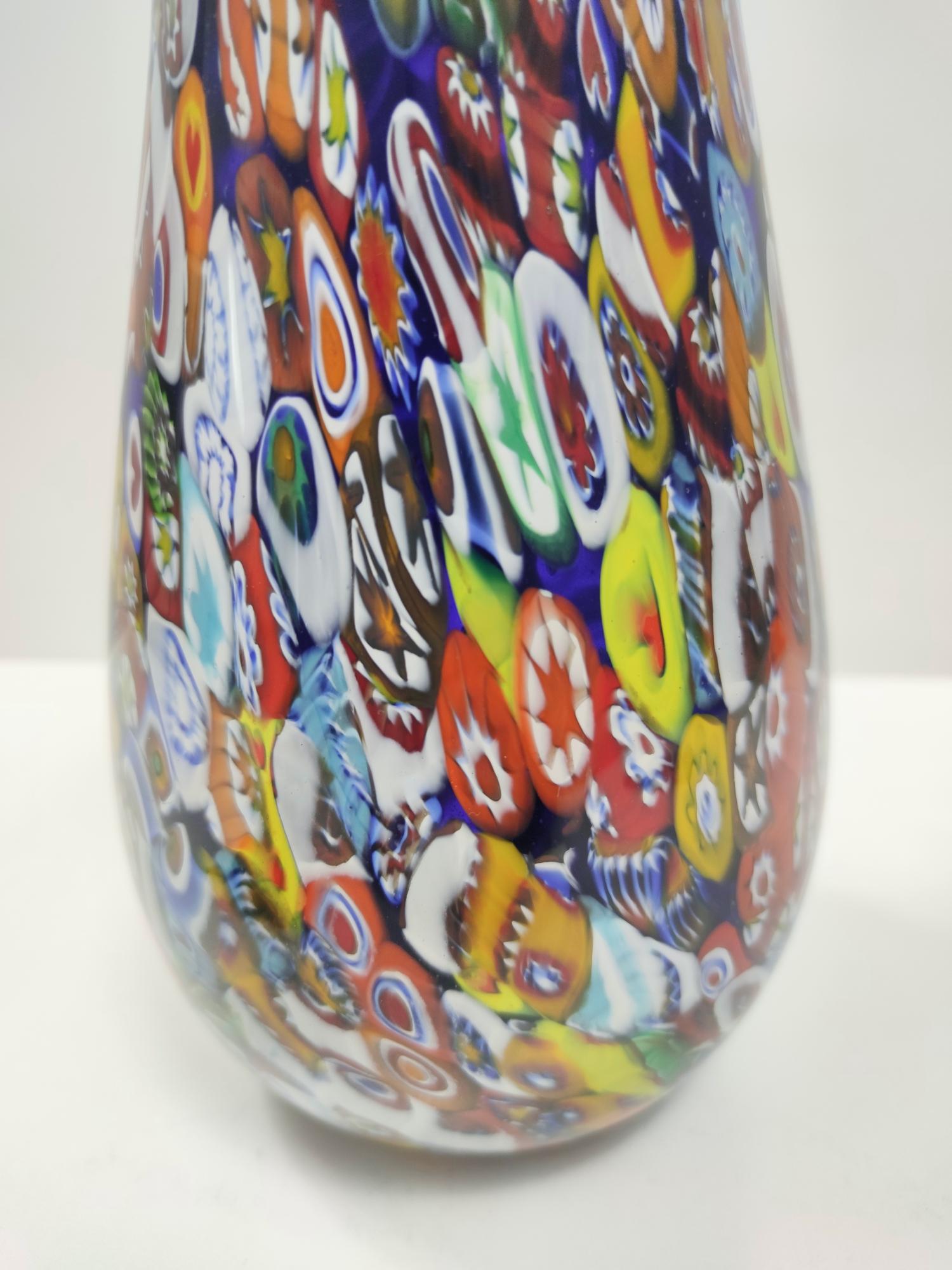 Millefiori Murano Glass Vase by Fratelli Toso with Murrines, Italy 1980s 2