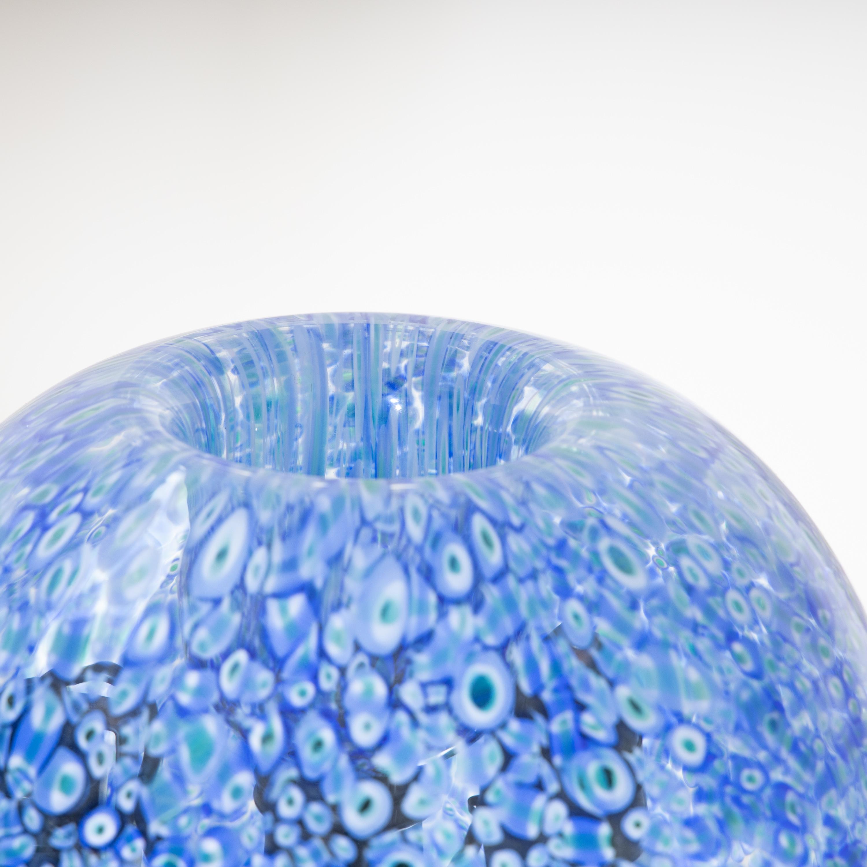 Modern Blue and Black Millefiori Table Lamp with Glass Lamp Shade, Italy, 20th Century For Sale