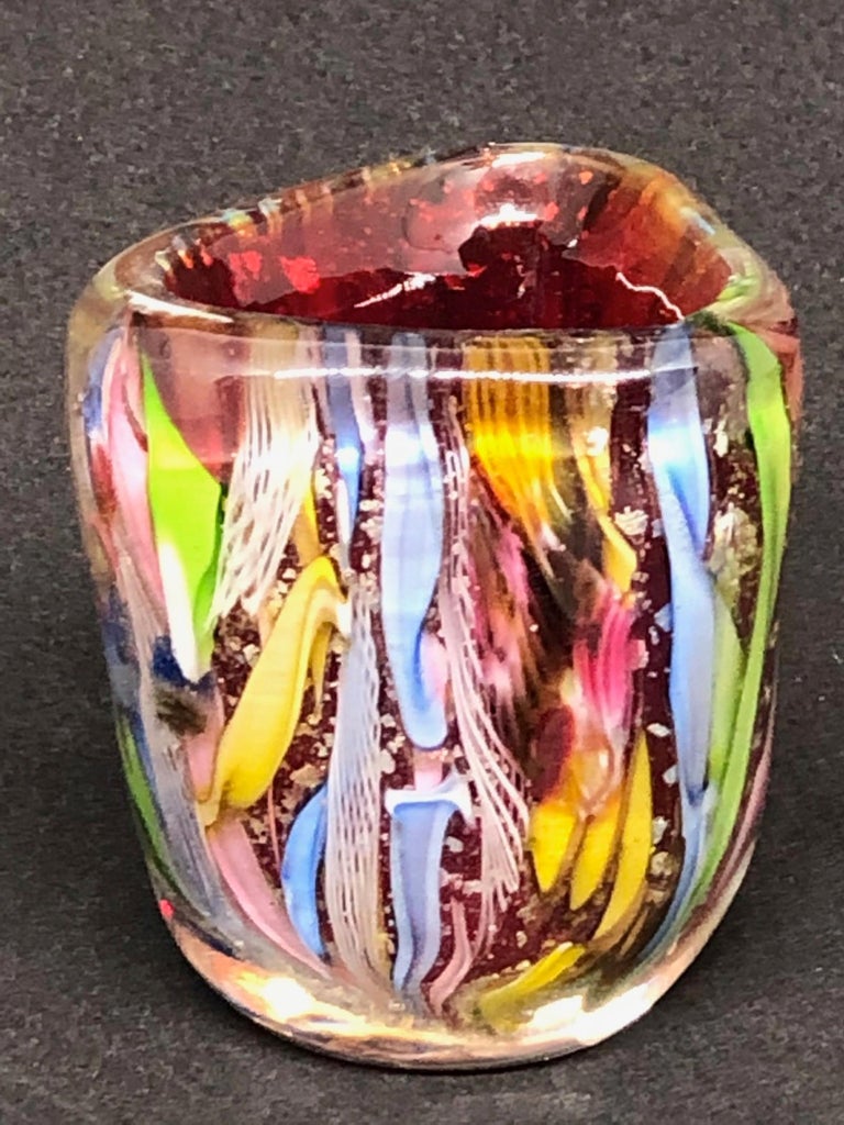 Millefiori Toothpick Holder Catchall Murano Glass Vintage, Italy, 1950s