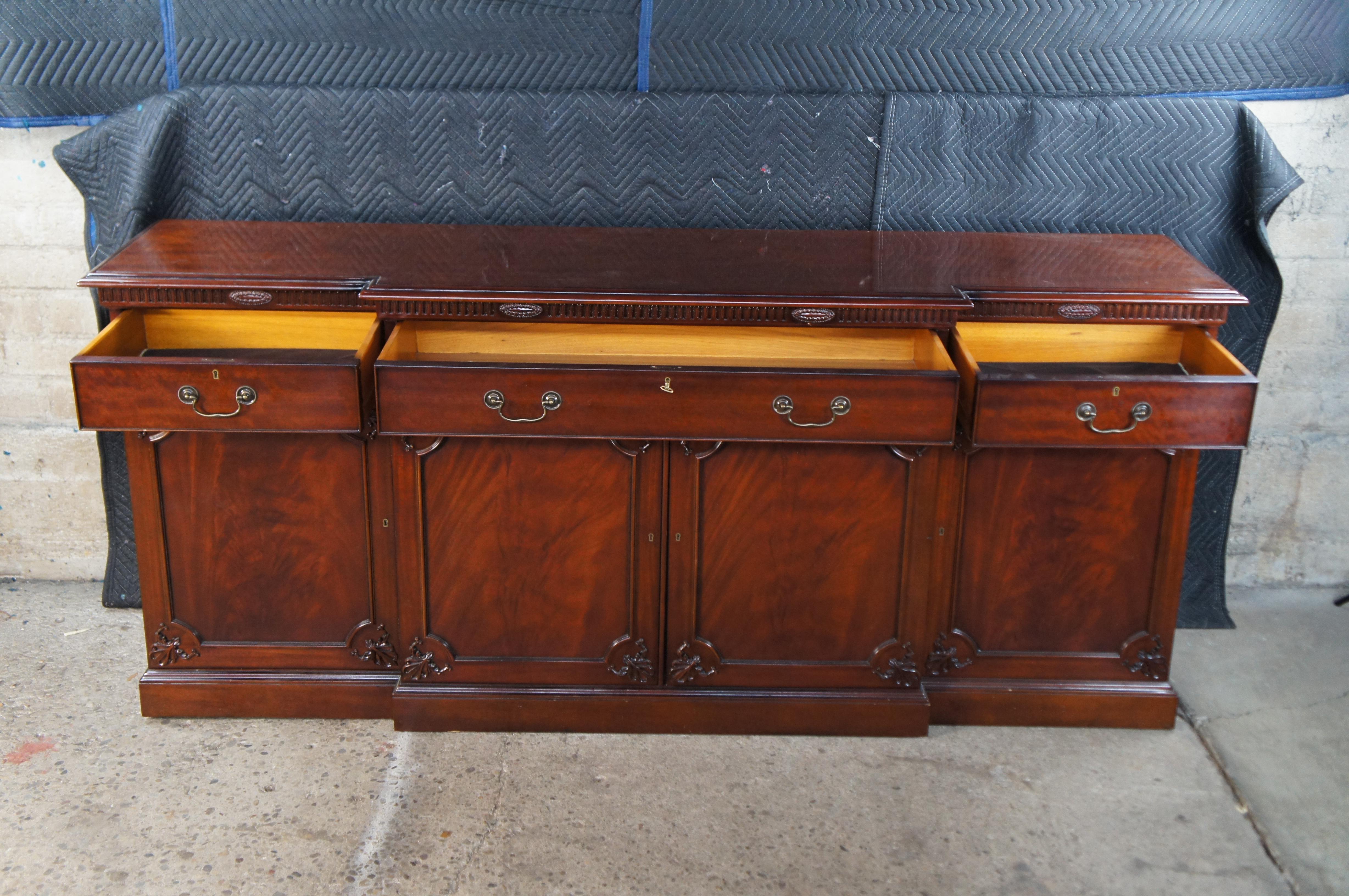 Brass Millender Furniture Robert Adam Style Flame Mahogany Buffet Sideboard 87
