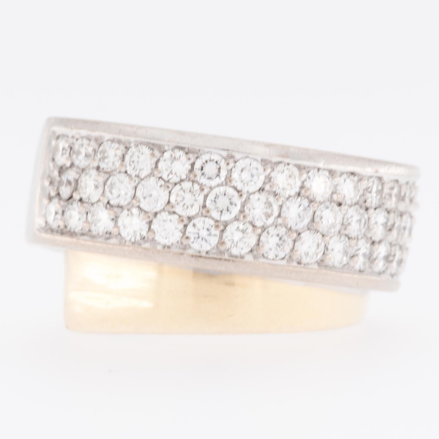 Brilliant Cut Millenial Diamond Ring 18 Karat Yellow and White Gold For Sale