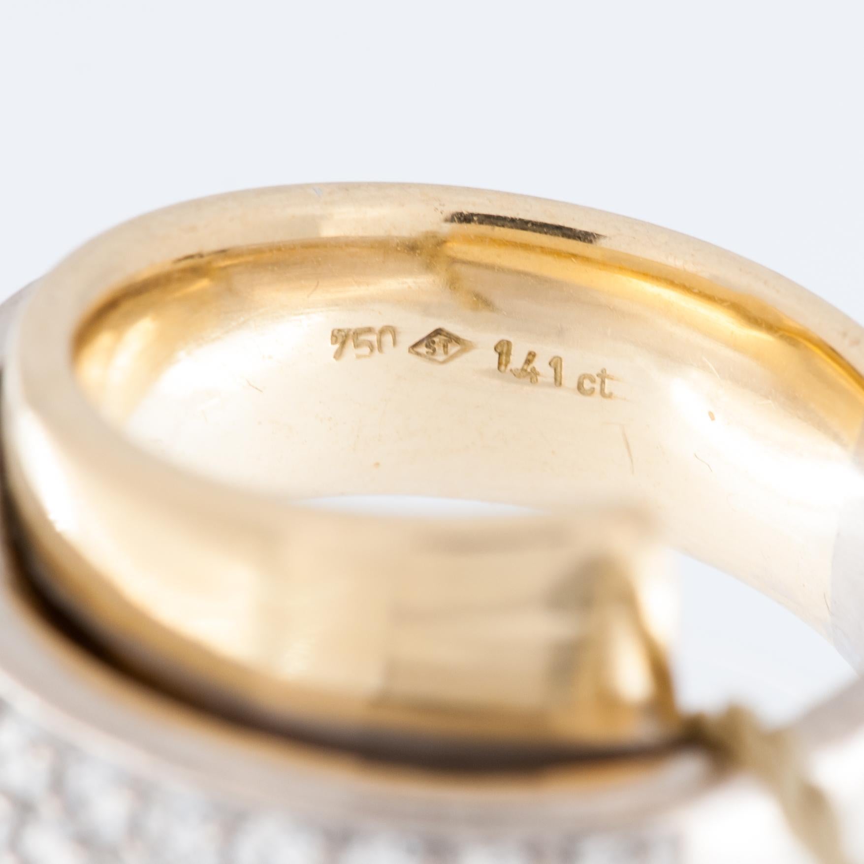 Millenial DIAMANT Ring aus 18 Karat Gelb- und Weißgold im Zustand „Gut“ im Angebot in Esch sur Alzette, Esch-sur-Alzette