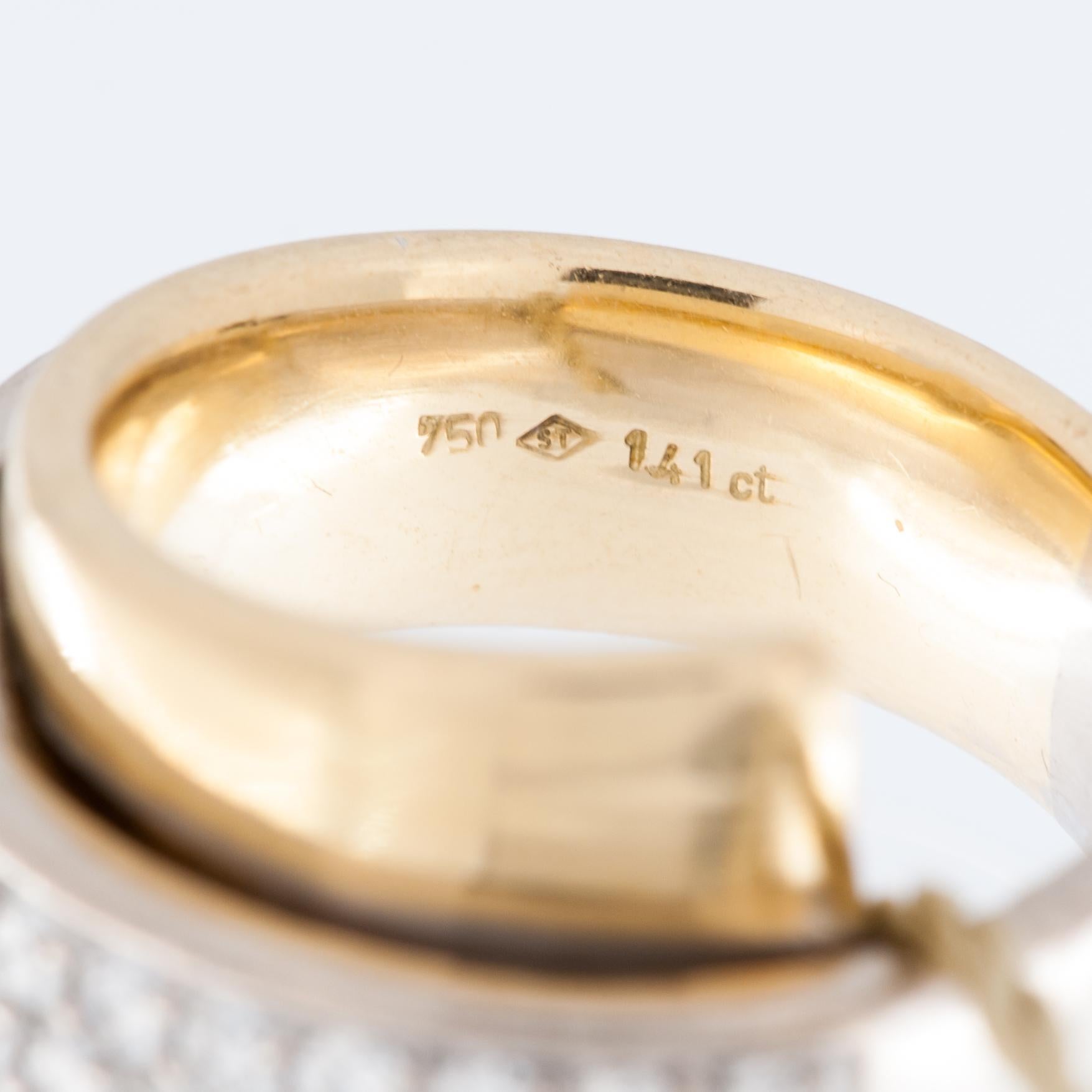Millenial Diamond Ring 18 Karat Yellow and White Gold In Good Condition For Sale In Esch sur Alzette, Esch-sur-Alzette