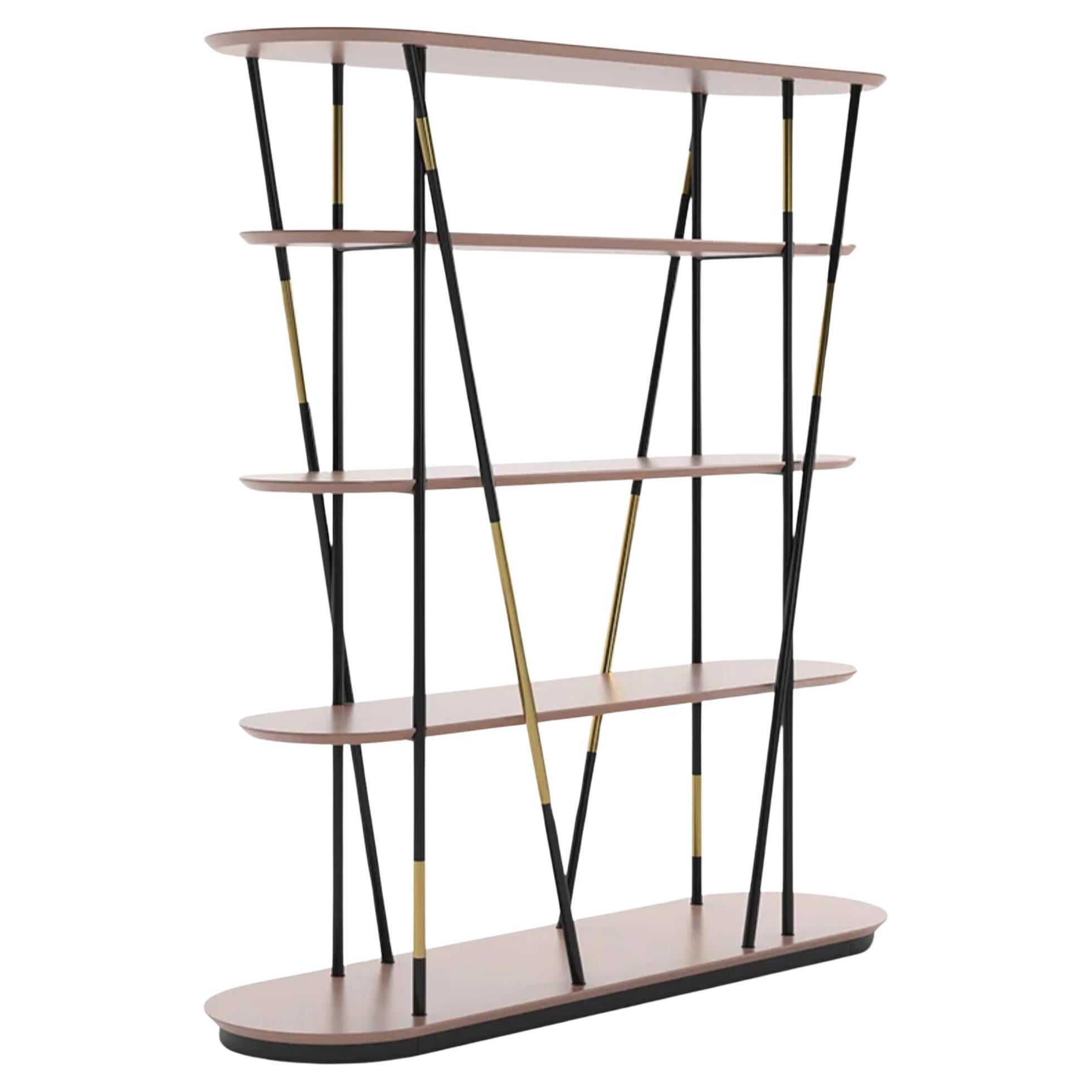 Millepiedi bookshelf in black and brass by Dimorestudio for Cappellini