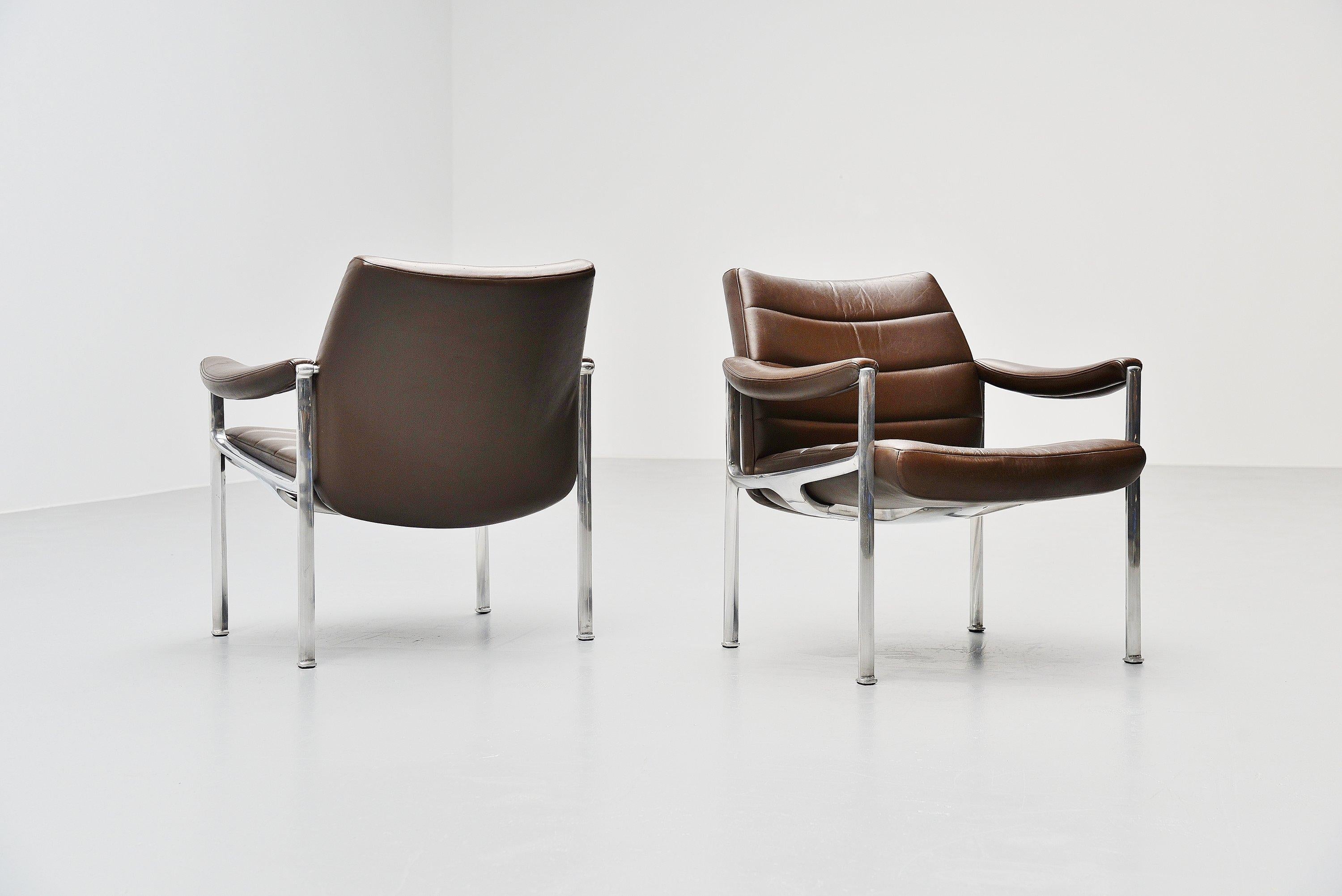 Mid-Century Modern Miller Borgsen Lounge Chairs Brown Röder Söhne, Germany, 1966