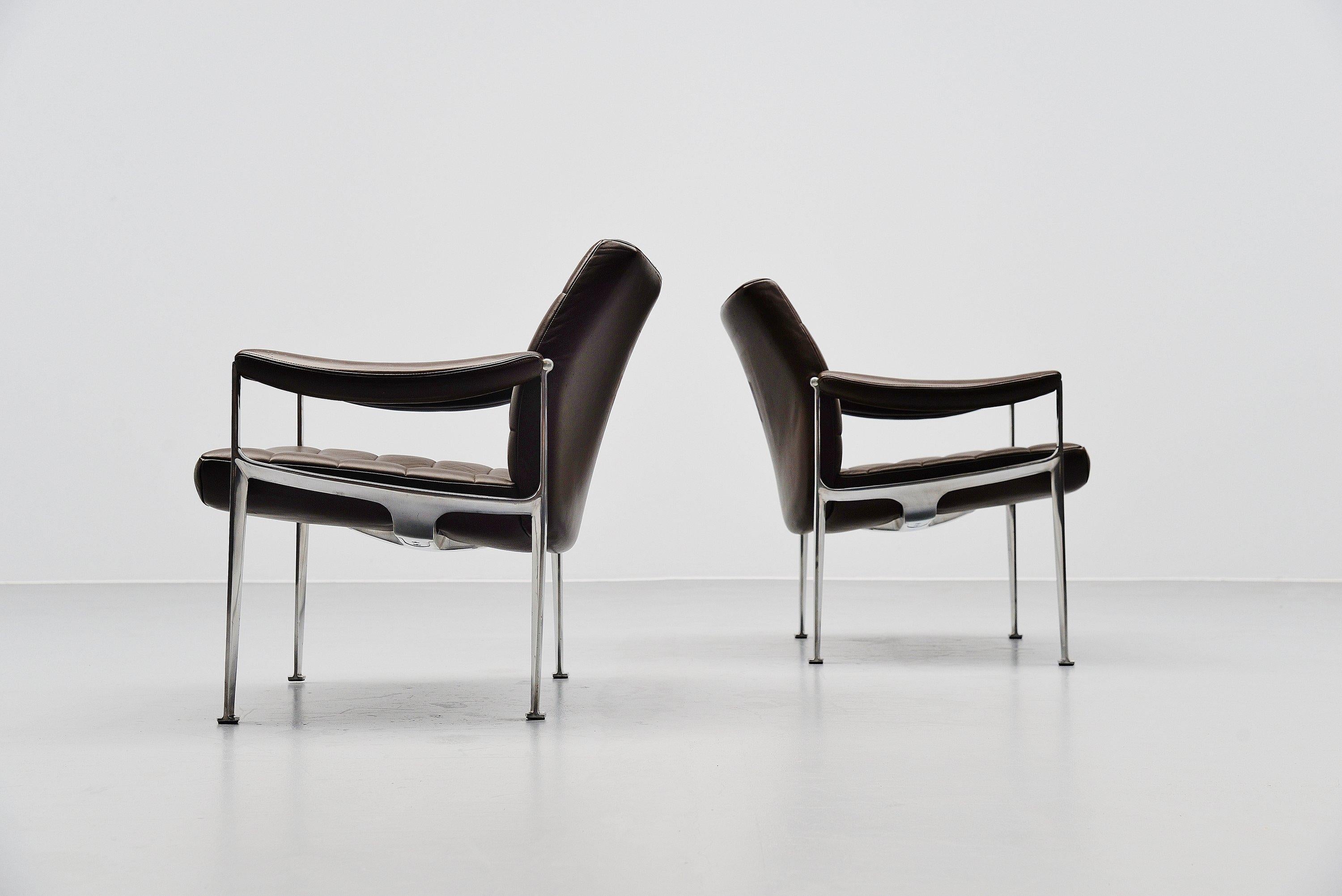 Mid-20th Century Miller Borgsen Lounge Chairs Brown Röder Söhne, Germany, 1966