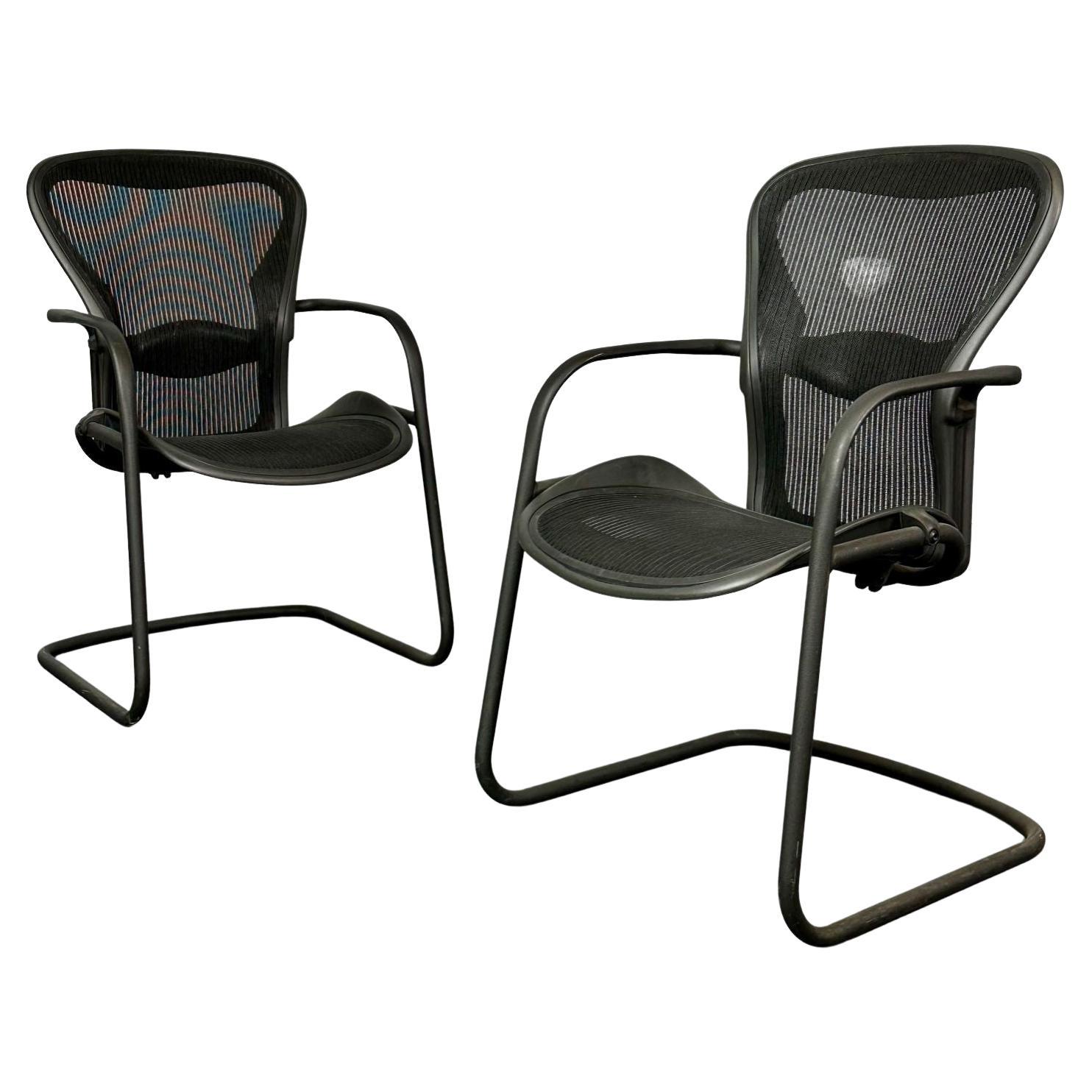 Pair of Stamped Herman Miller Mid-Century Modern Desk / Office Chairs, Aluminum