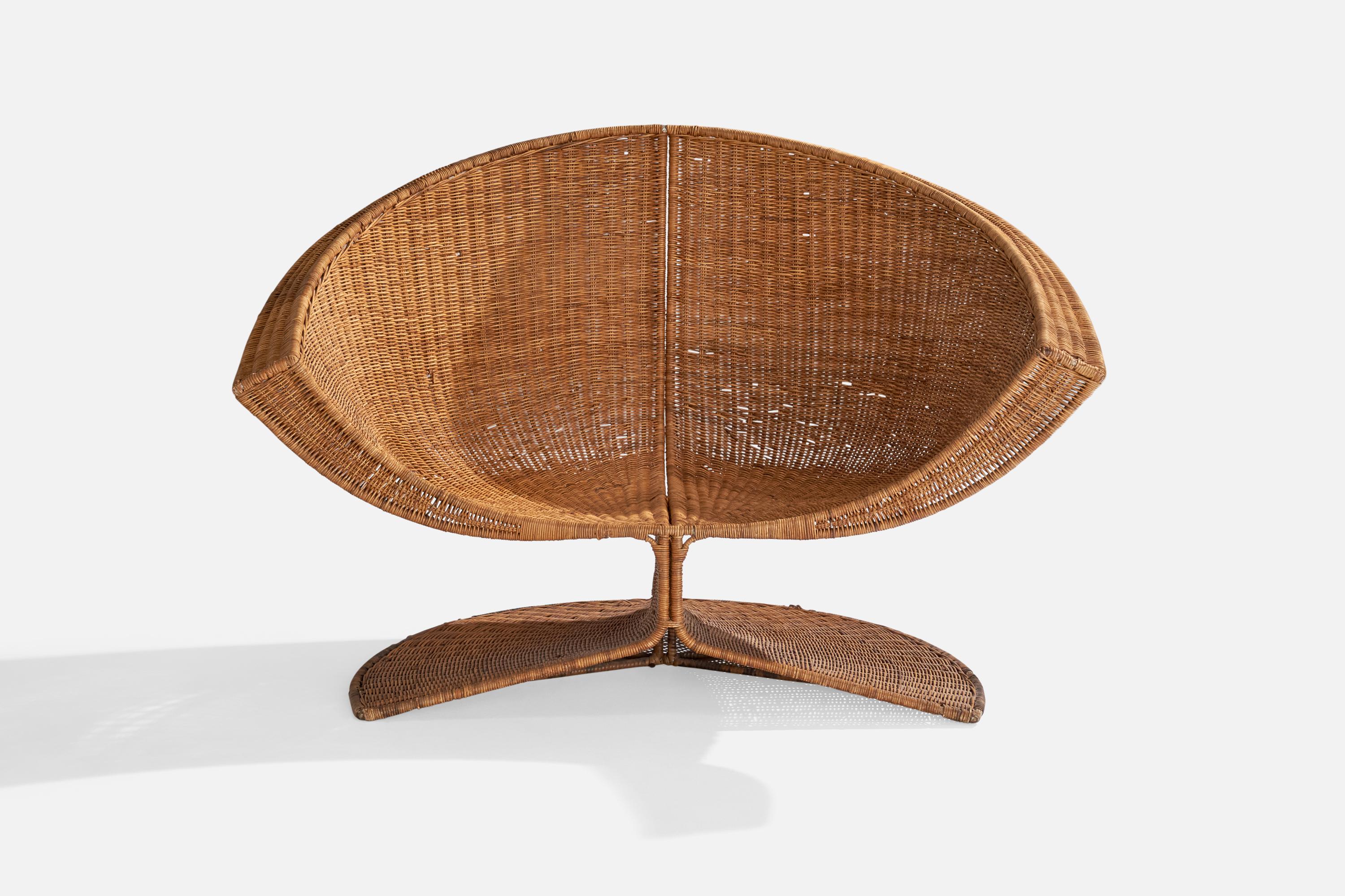 Miller Fong, Lounge Chair and ottoman, Wicker, Steel, USA, 1960s 4