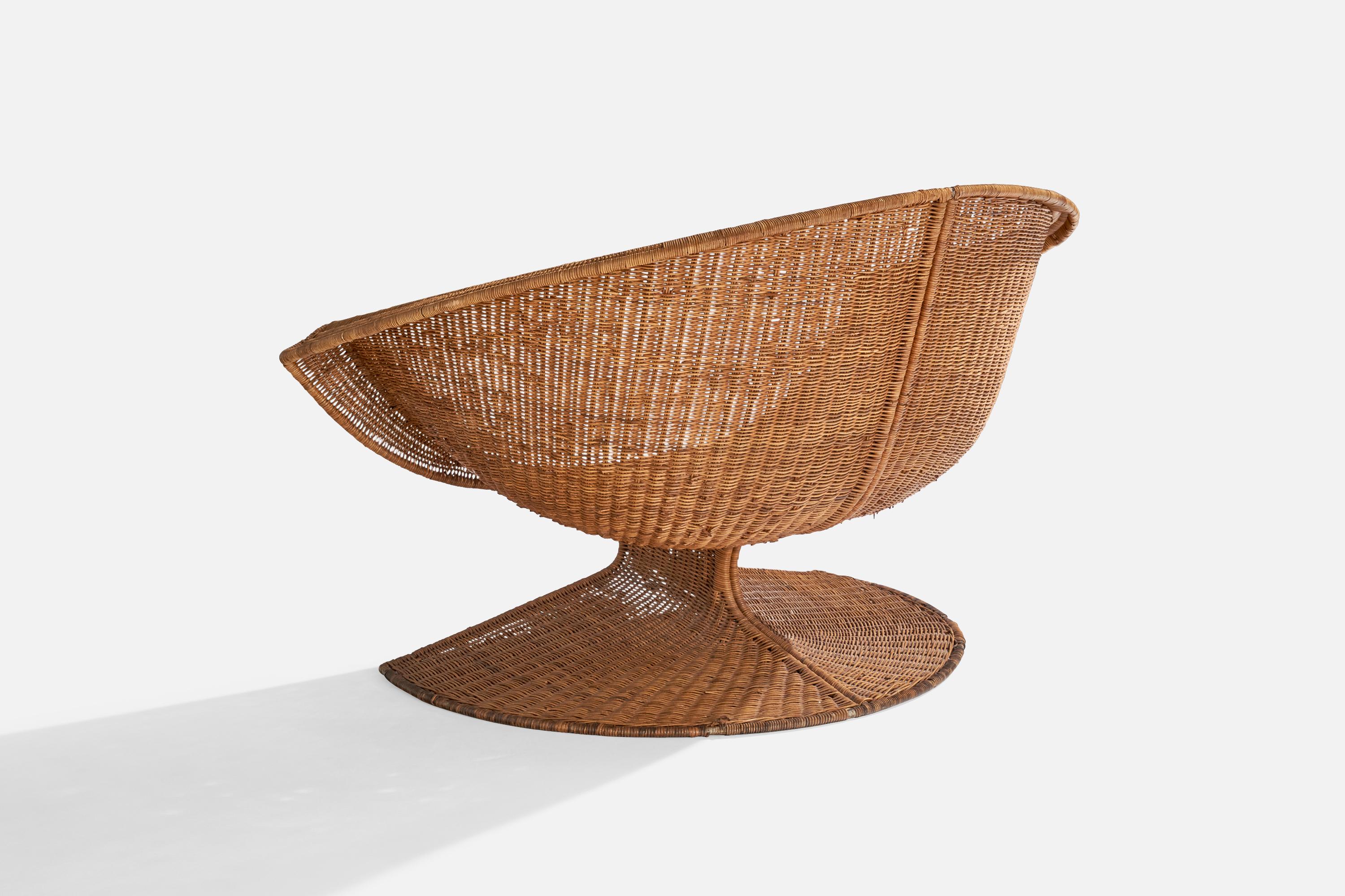 Miller Fong, Lounge Chair and ottoman, Wicker, Steel, USA, 1960s 5