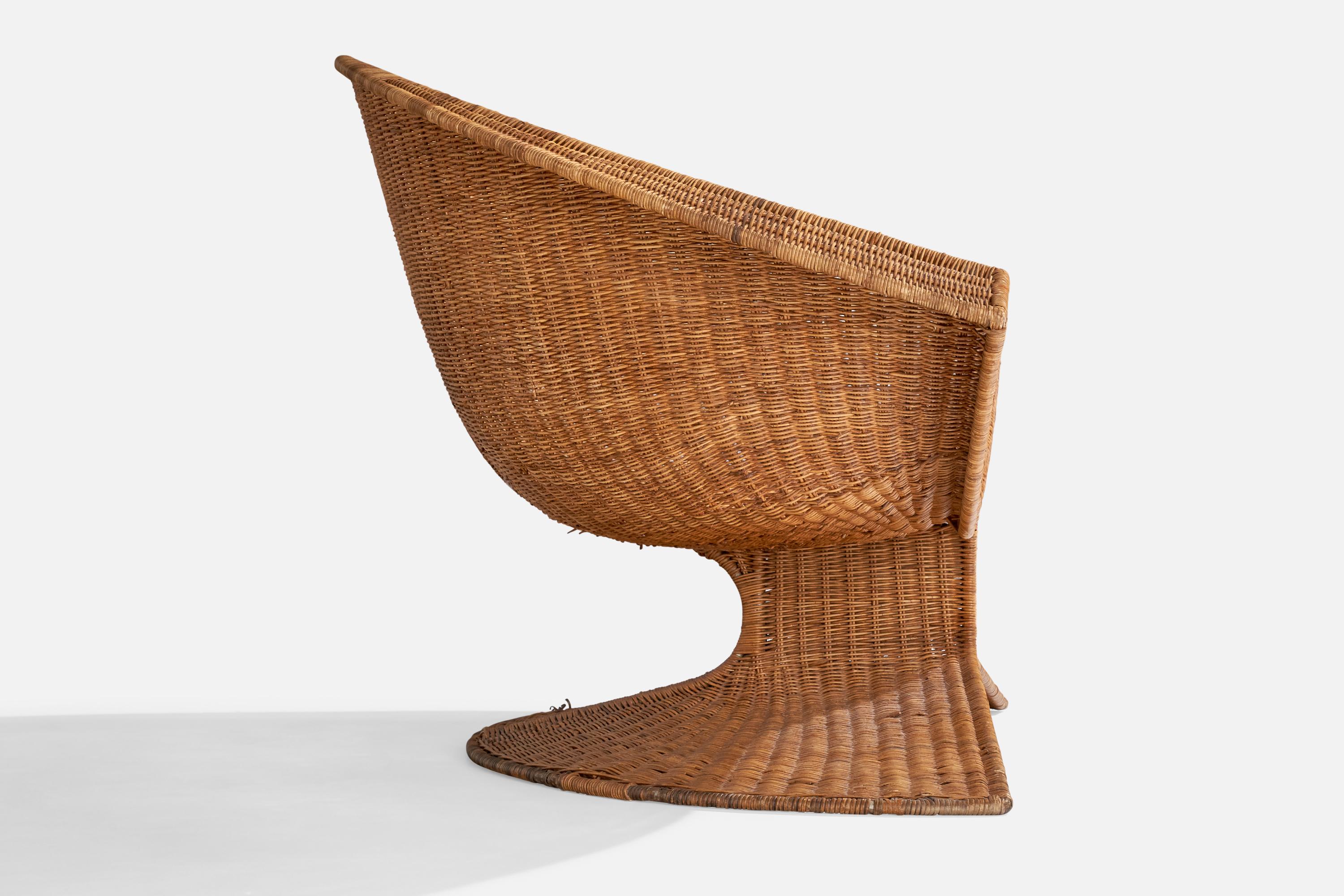 Miller Fong, Lounge Chair and ottoman, Wicker, Steel, USA, 1960s 6
