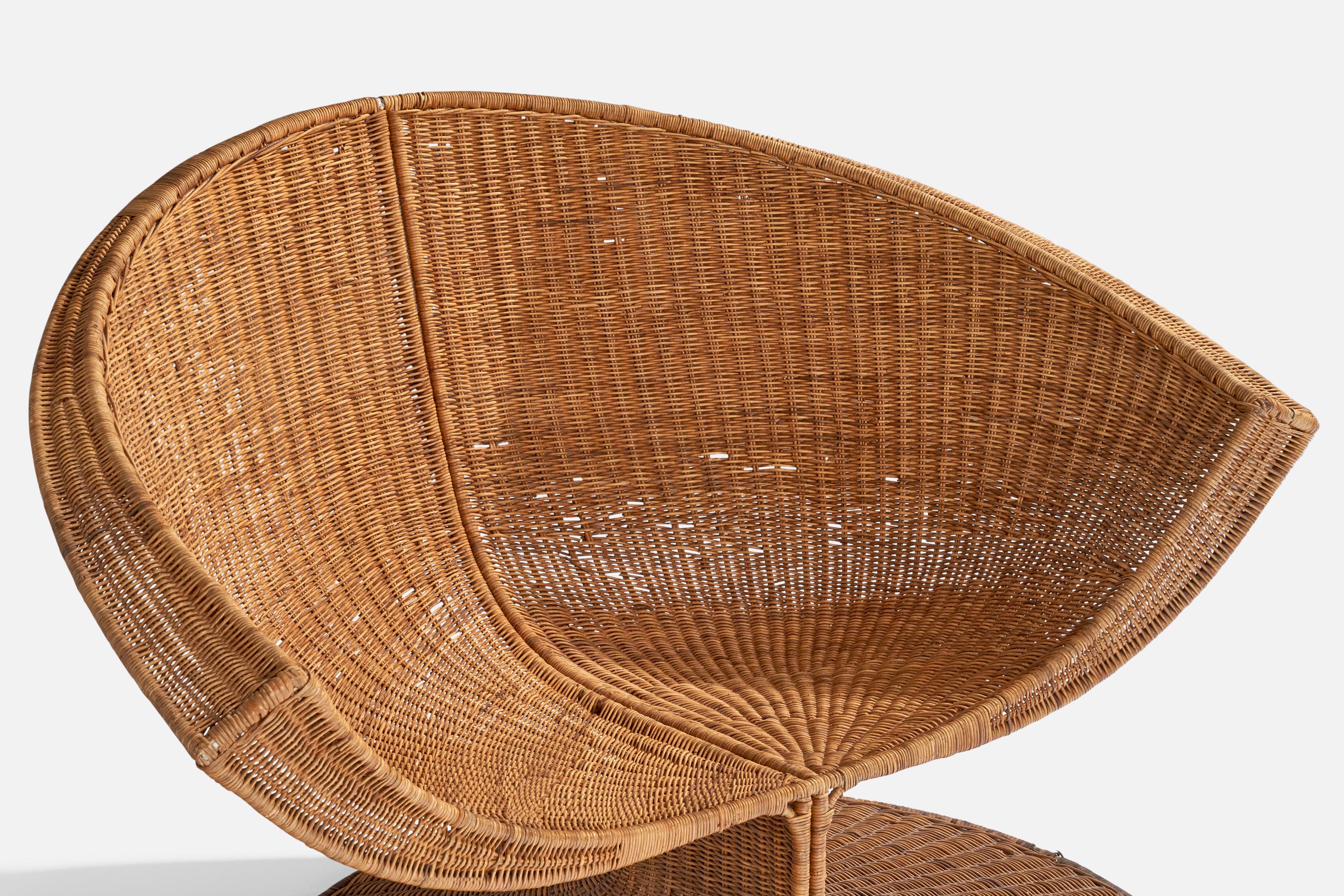 Miller Fong, Lounge Chair and ottoman, Wicker, Steel, USA, 1960s 7