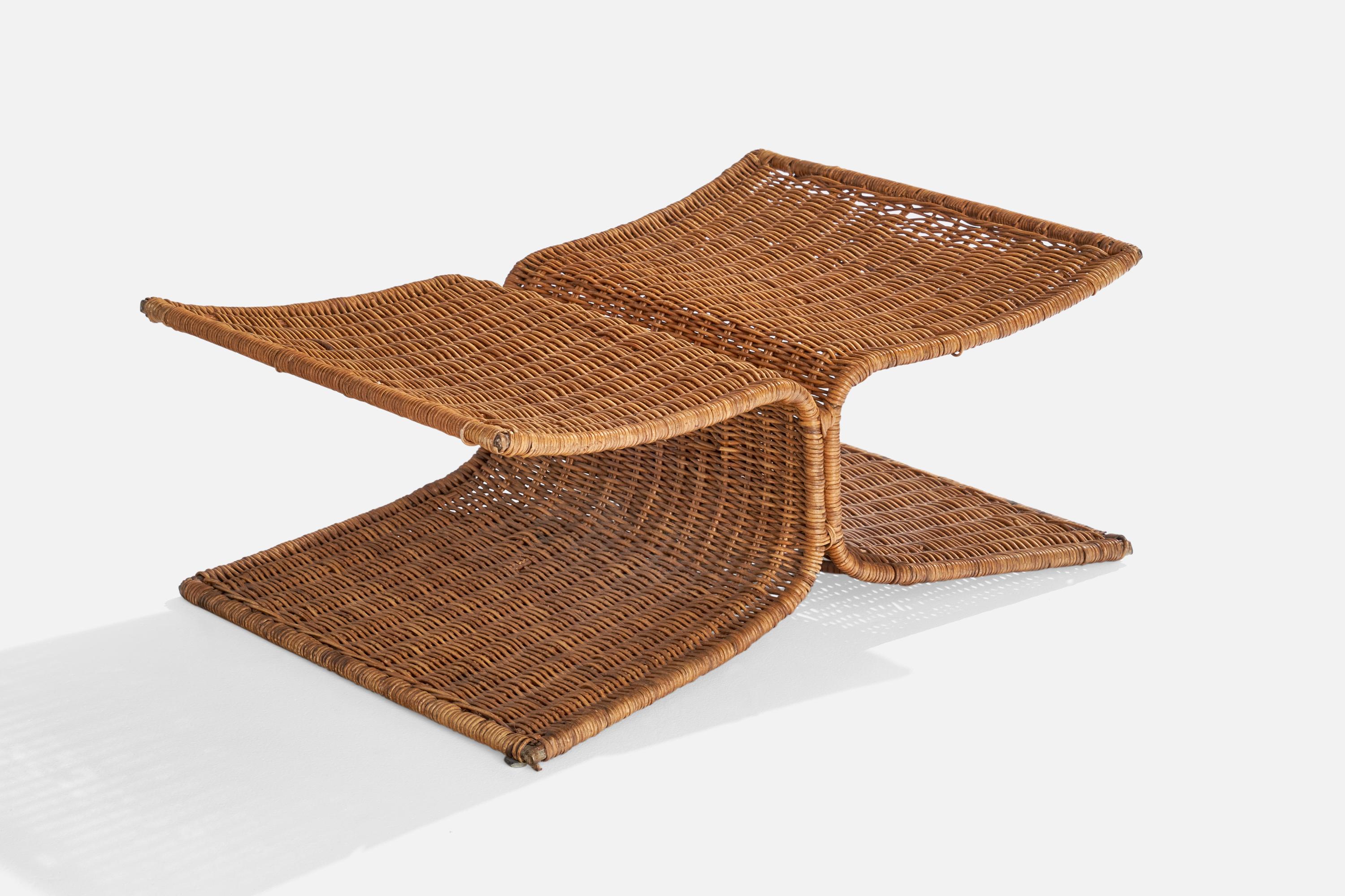 Miller Fong, Lounge Chair and ottoman, Wicker, Steel, USA, 1960s In Good Condition In High Point, NC
