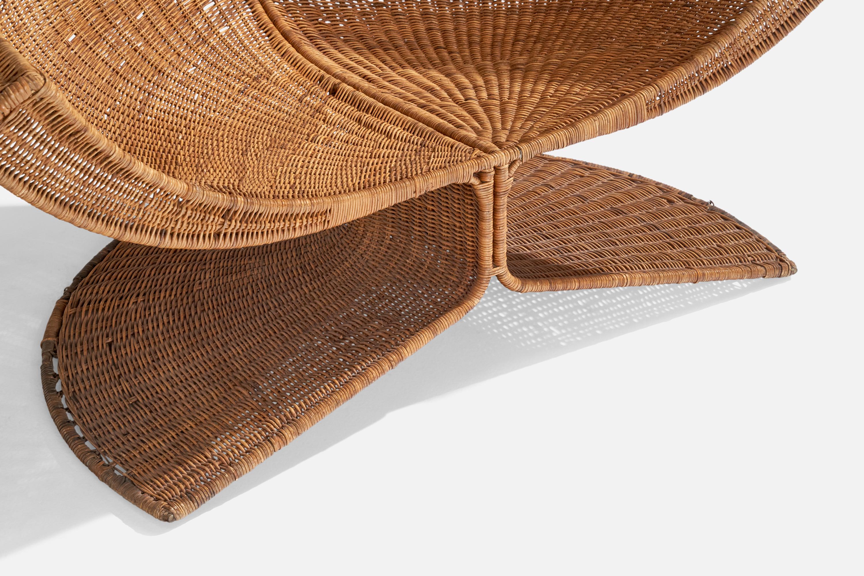 Miller Fong, Lounge Chair and ottoman, Wicker, Steel, USA, 1960s 2