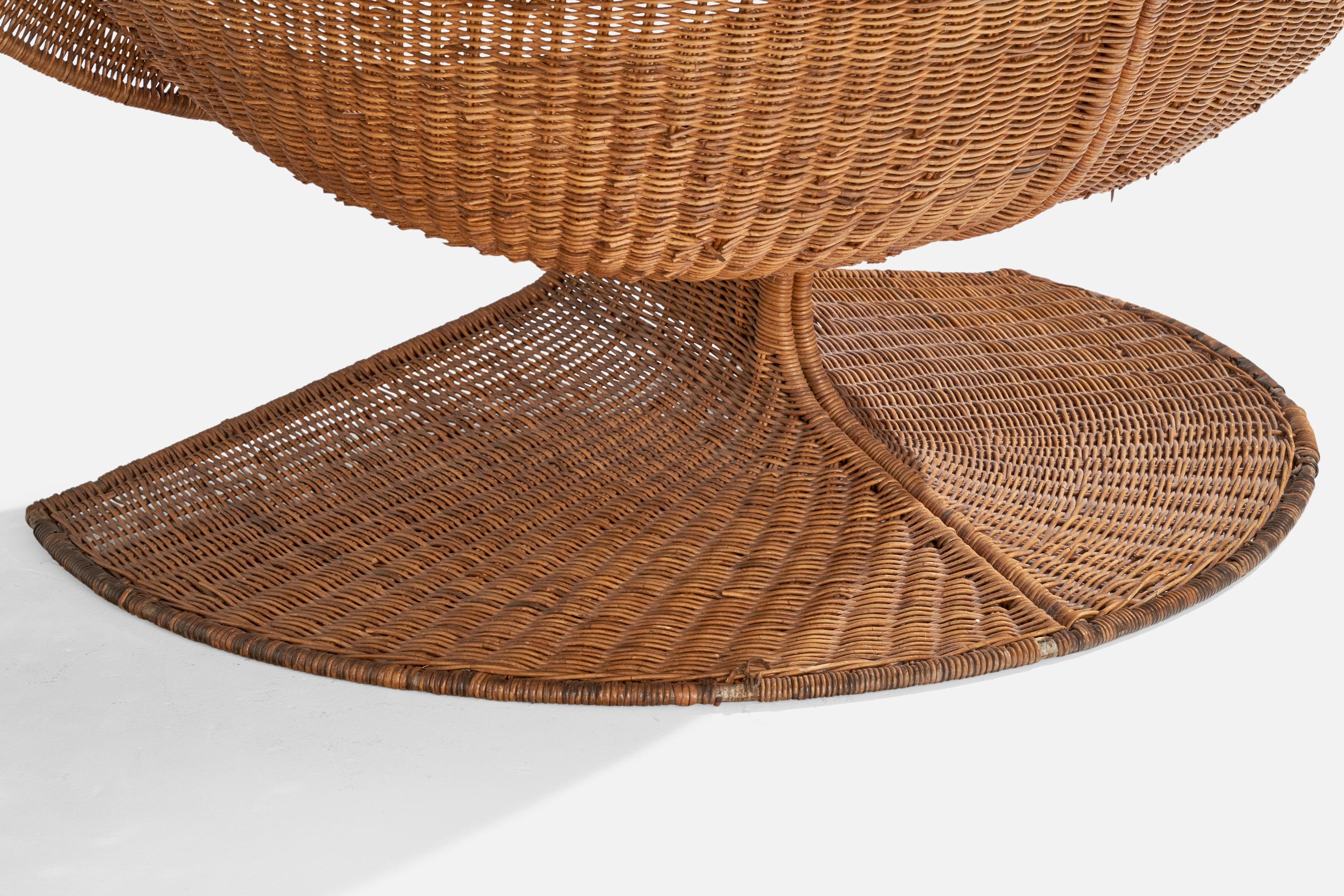 Miller Fong, Lounge Chair and ottoman, Wicker, Steel, USA, 1960s 3