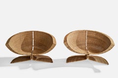 Miller Fong, Lounge Chairs, Wicker, Steel, USA, 1960s