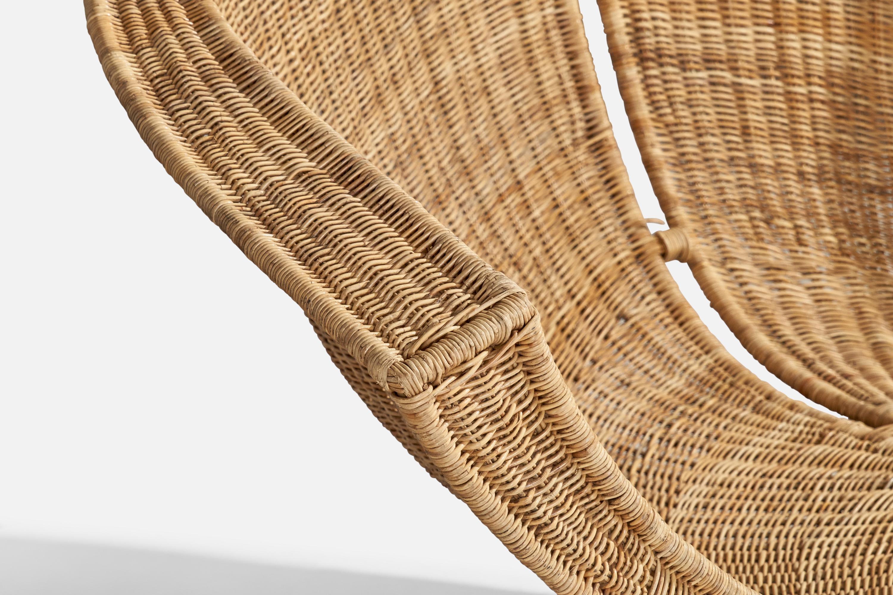 Mid-20th Century Miller Fong, Lounge Chairs, Wicker, Steel, USA, 1960s