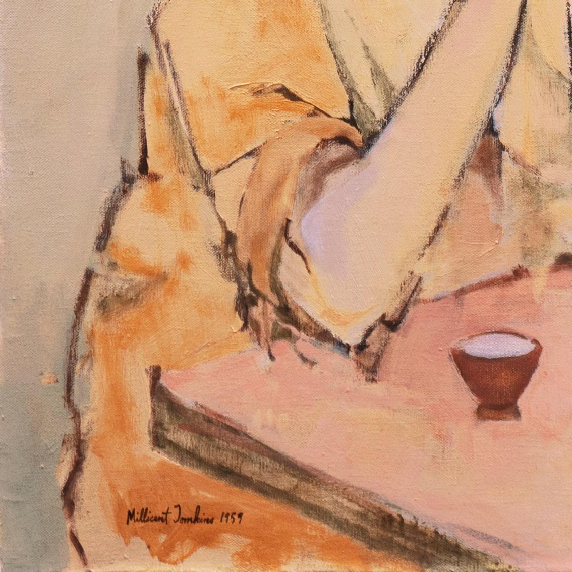 'Figure Seated in Interior', Woman Artist, Berkeley, San Francisco Museum of Art - Painting by Millicent Tomkins