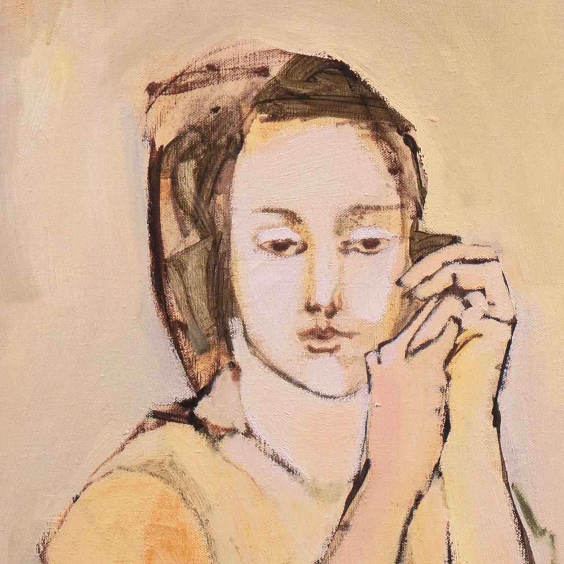 Figura seduta in un interno, Artista donna, Berkeley, Museo d'arte di San Francisco - Painting Moderno di Millicent Tomkins