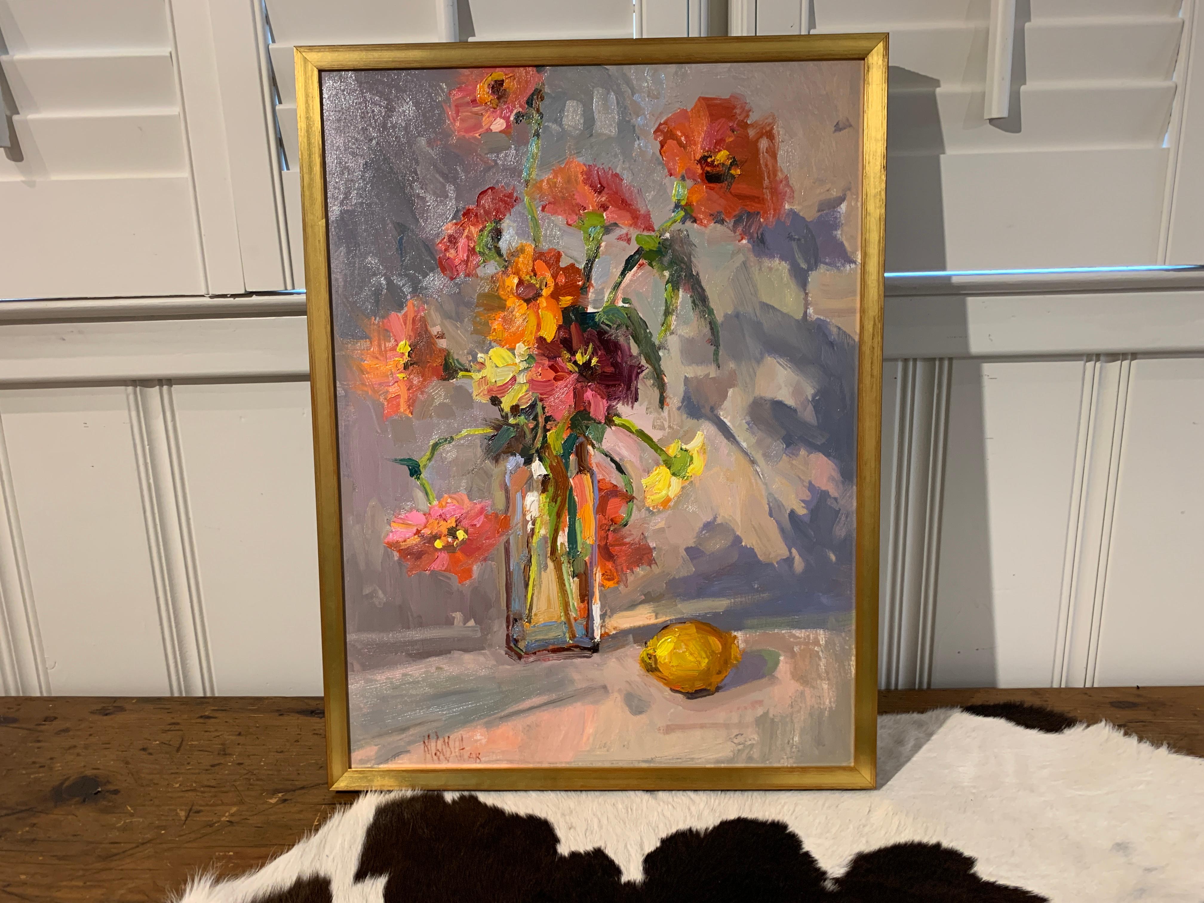 And a Lemon by Millie Gosch, Framed Vertical Impressionist Still-Life Painting 2