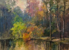 Herbst kommt von Millie Gosch Horizontal Impressionistische gerahmte Landschaft