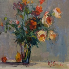 Be Mine I von Millie Gosch, Vase mit Blumen, kleines gerahmtes Öl-Stillleben