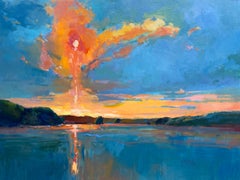 Chasing The Sun by Millie Gosch, Horizontal Impressionist Landscape Oil Painting