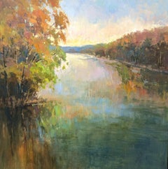 Chattahoochee Glory von Millie Gosch Quadratische impressionistische gerahmte Landschaft