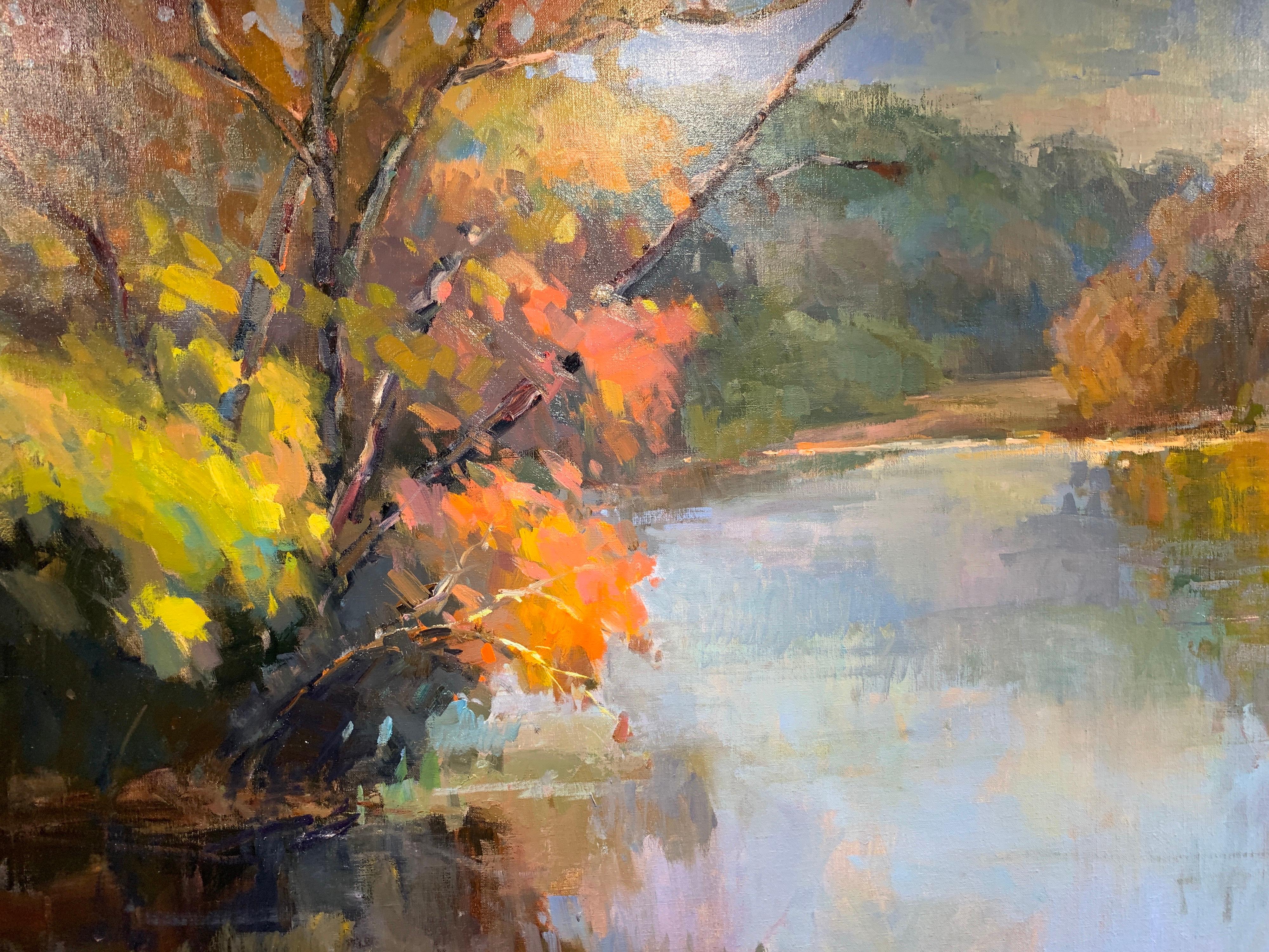 Chattahoochee View by Millie Gosch, Framed Impressionist Landscape Oil Painting 5