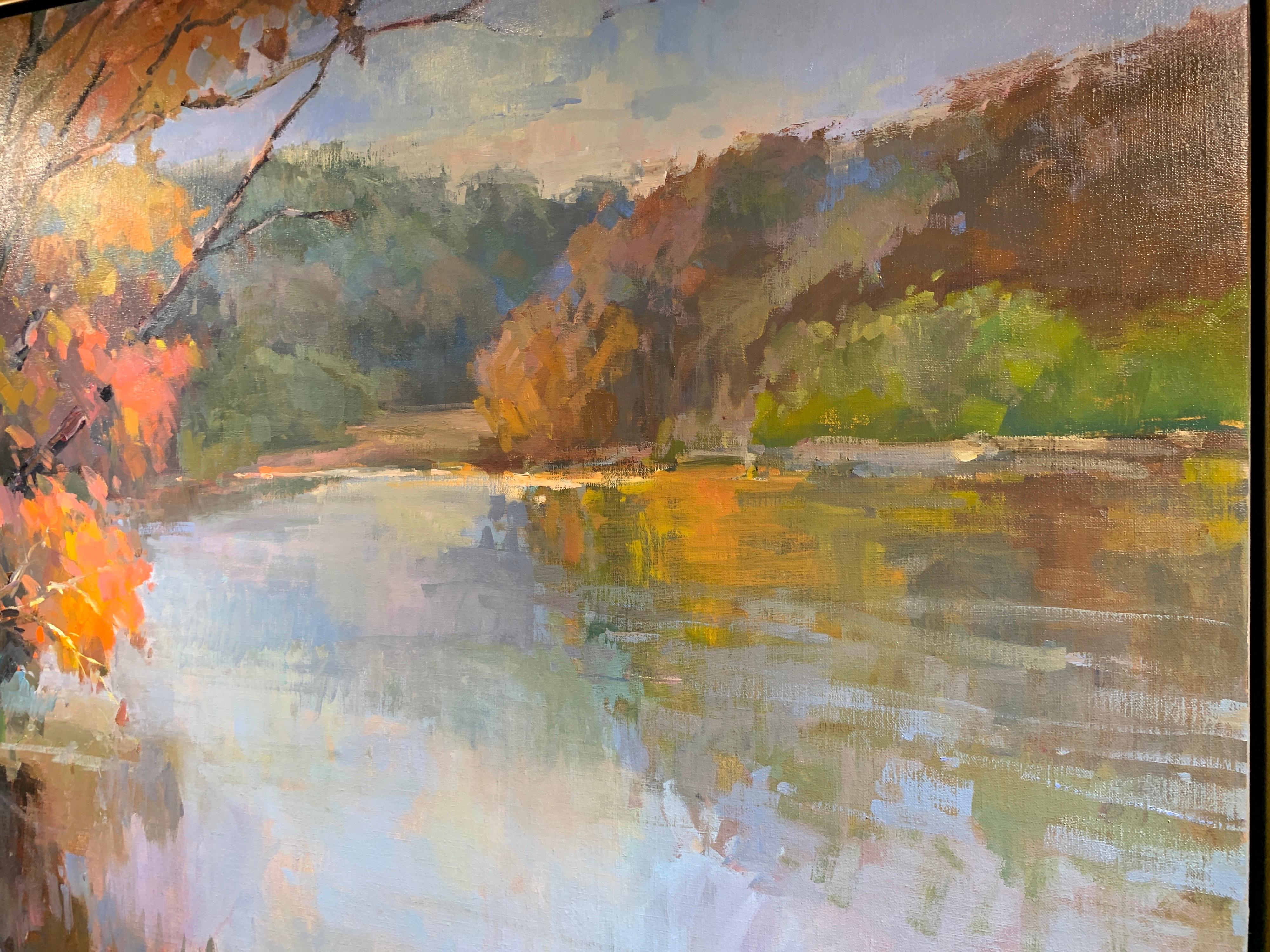 Chattahoochee View by Millie Gosch, Framed Impressionist Landscape Oil Painting 6