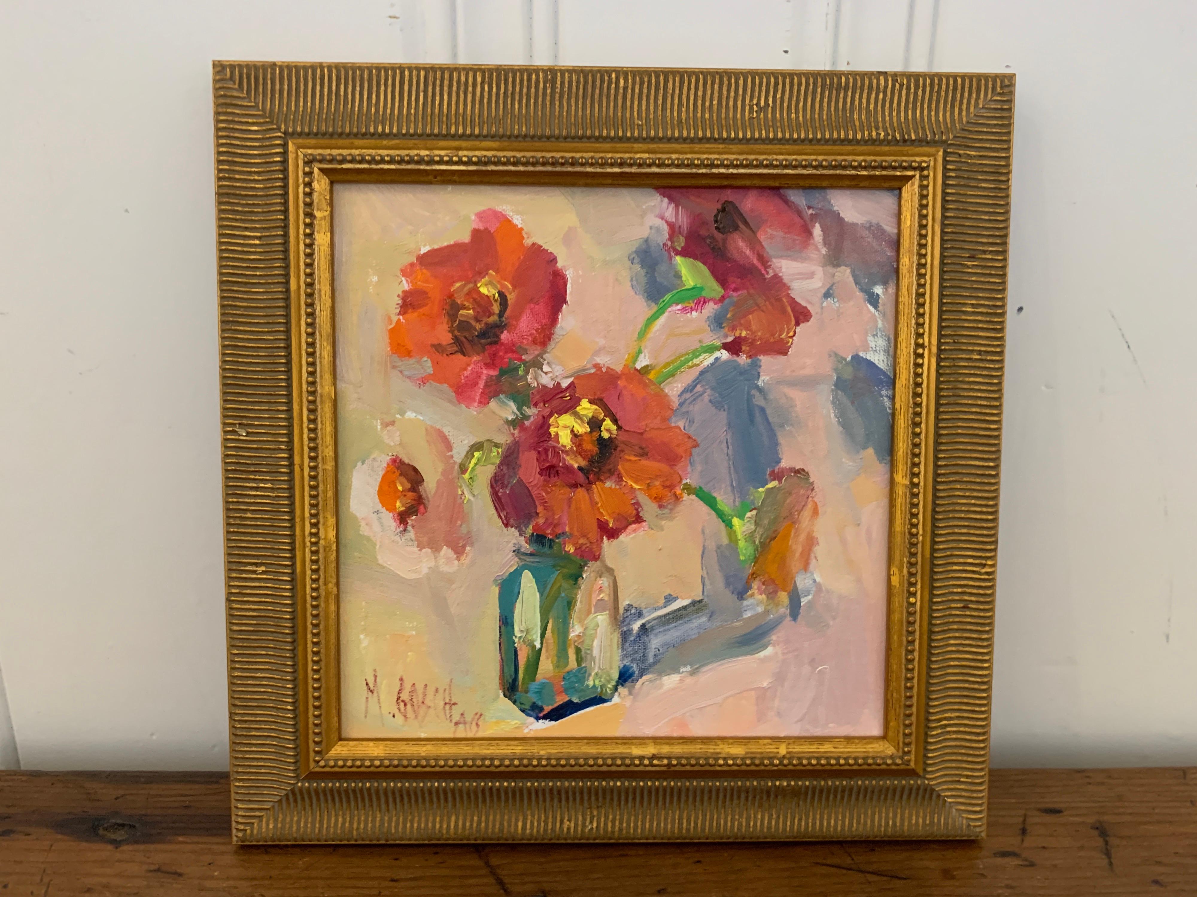 Fleurs I by Millie Gosch, Small Framed Oil on Board Still-Life Painting 2