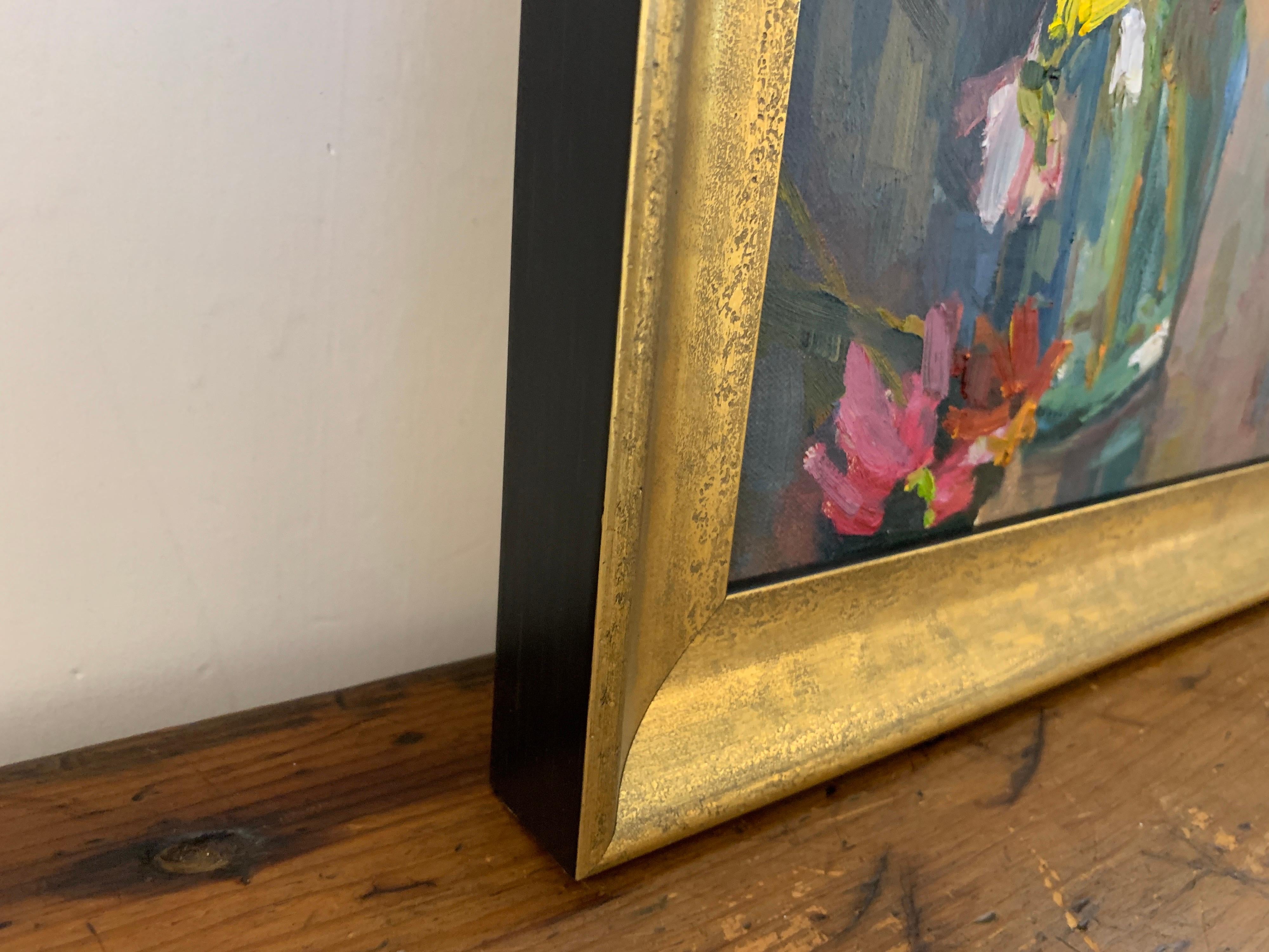 Fleurs II by Millie Gosch, Small Framed Oil on Board Still-Life Painting 2