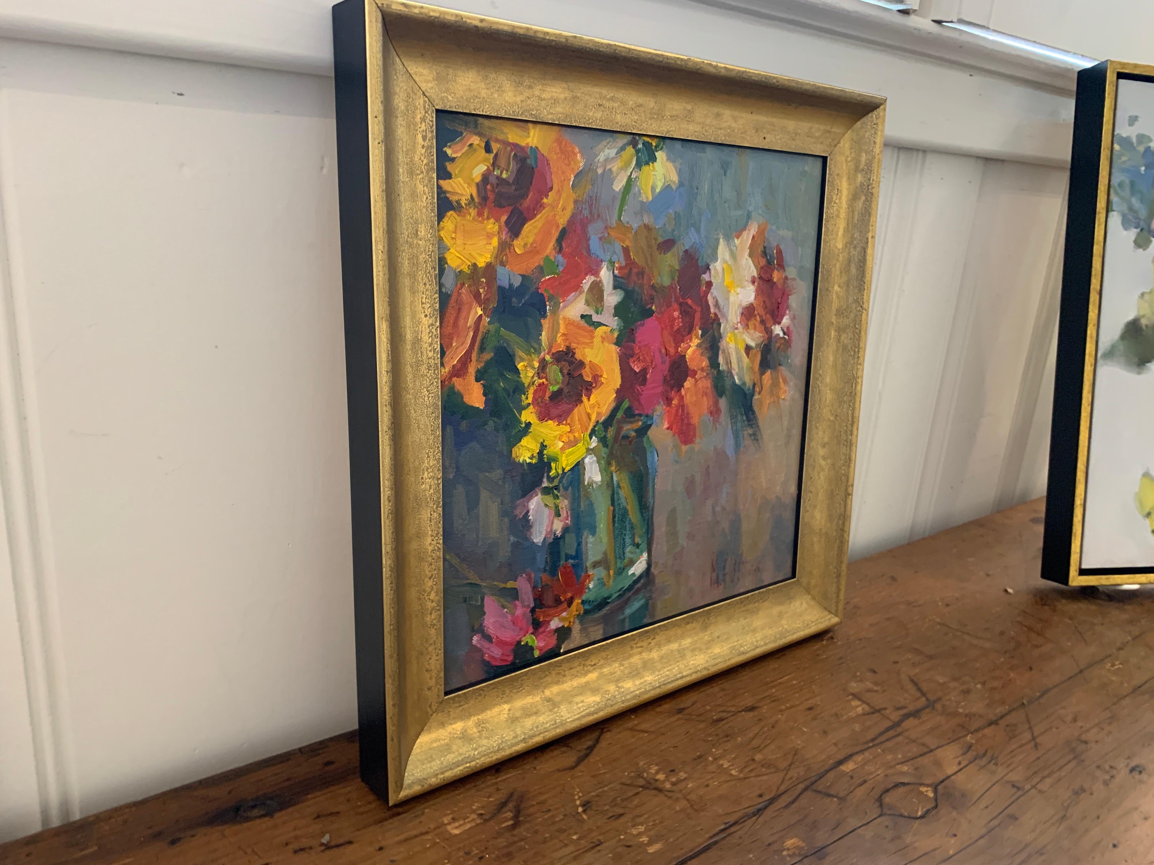 Fleurs II by Millie Gosch, Small Framed Oil on Board Still-Life Painting 3