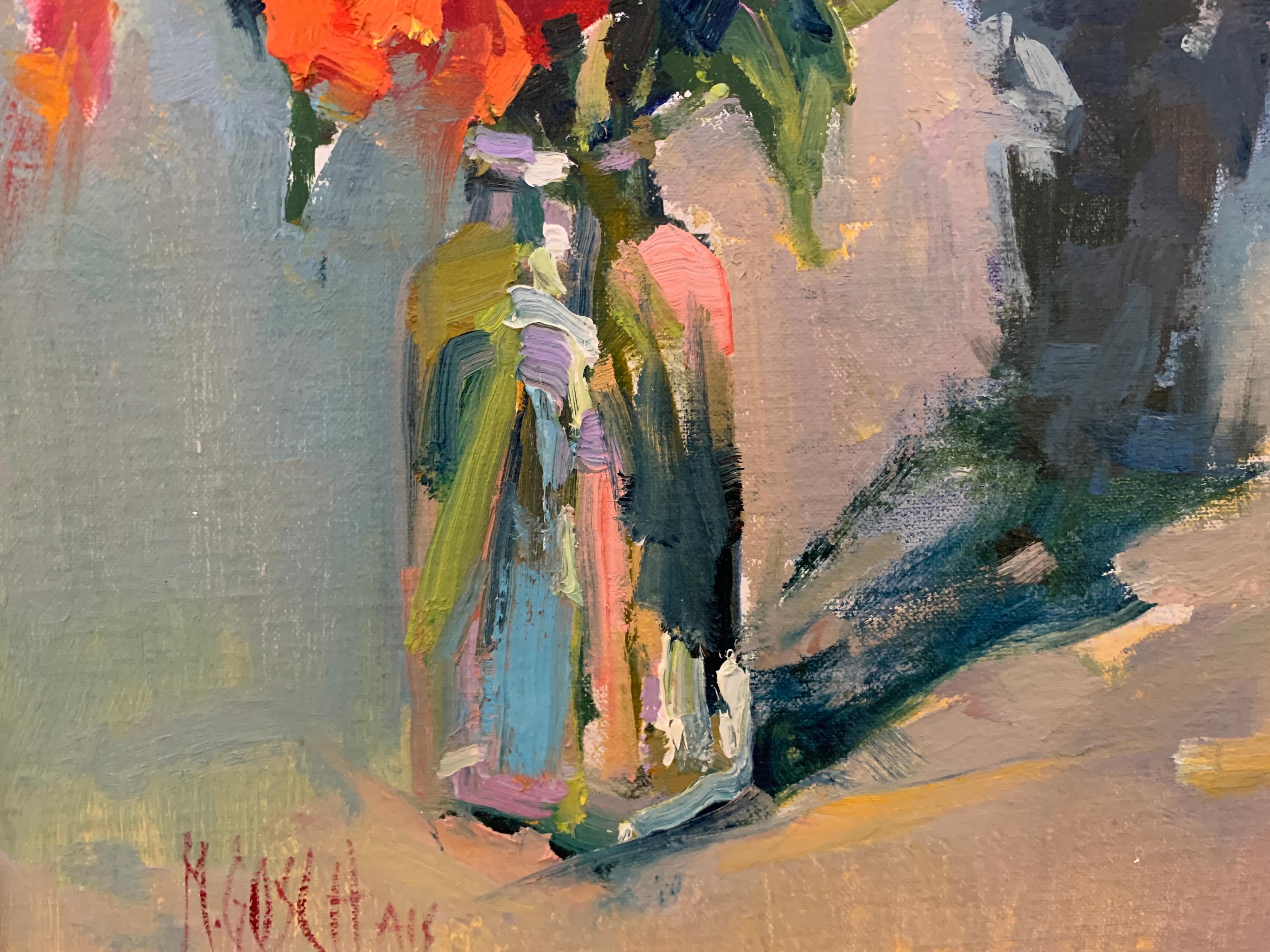 Fleurs III by Millie Gosch, Small Framed Oil on Board Still-Life Painting 1