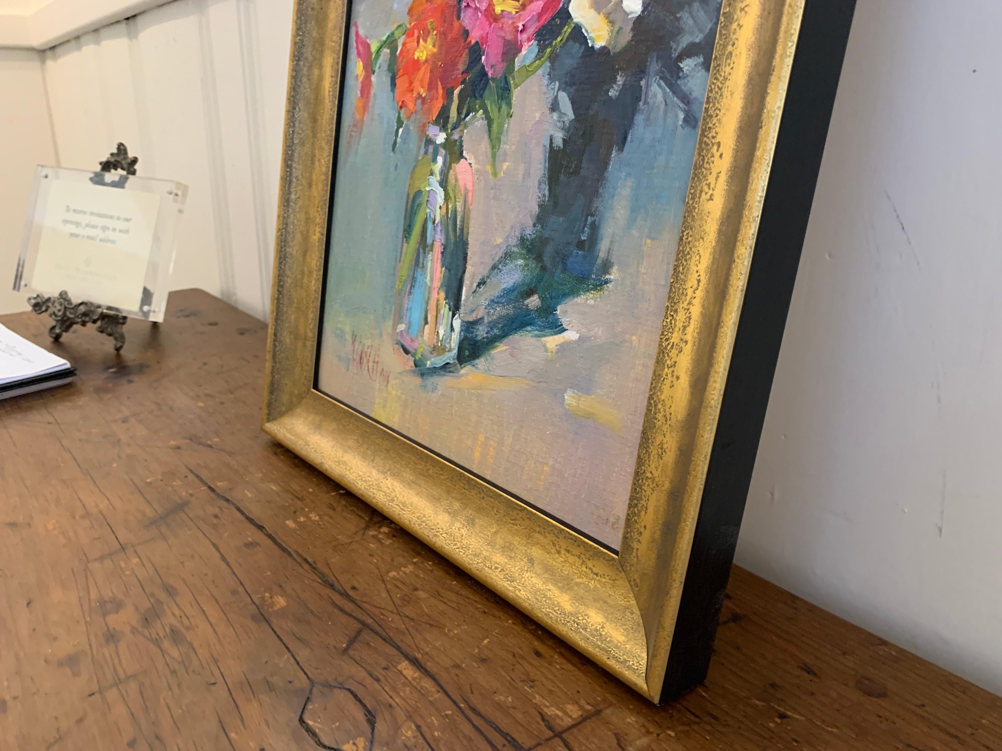 Fleurs III by Millie Gosch, Small Framed Oil on Board Still-Life Painting 3