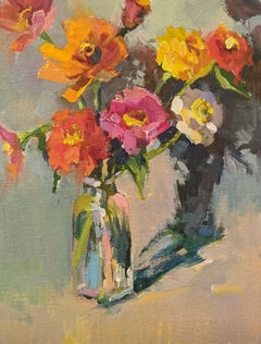 Fleurs III by Millie Gosch, Small Framed Oil on Board Still-Life Painting