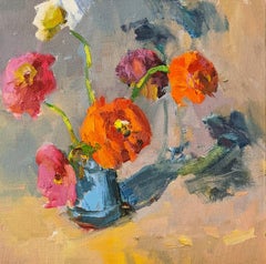 Fleurs IV by Millie Gosch, Small Framed Oil on Board Still-Life Painting