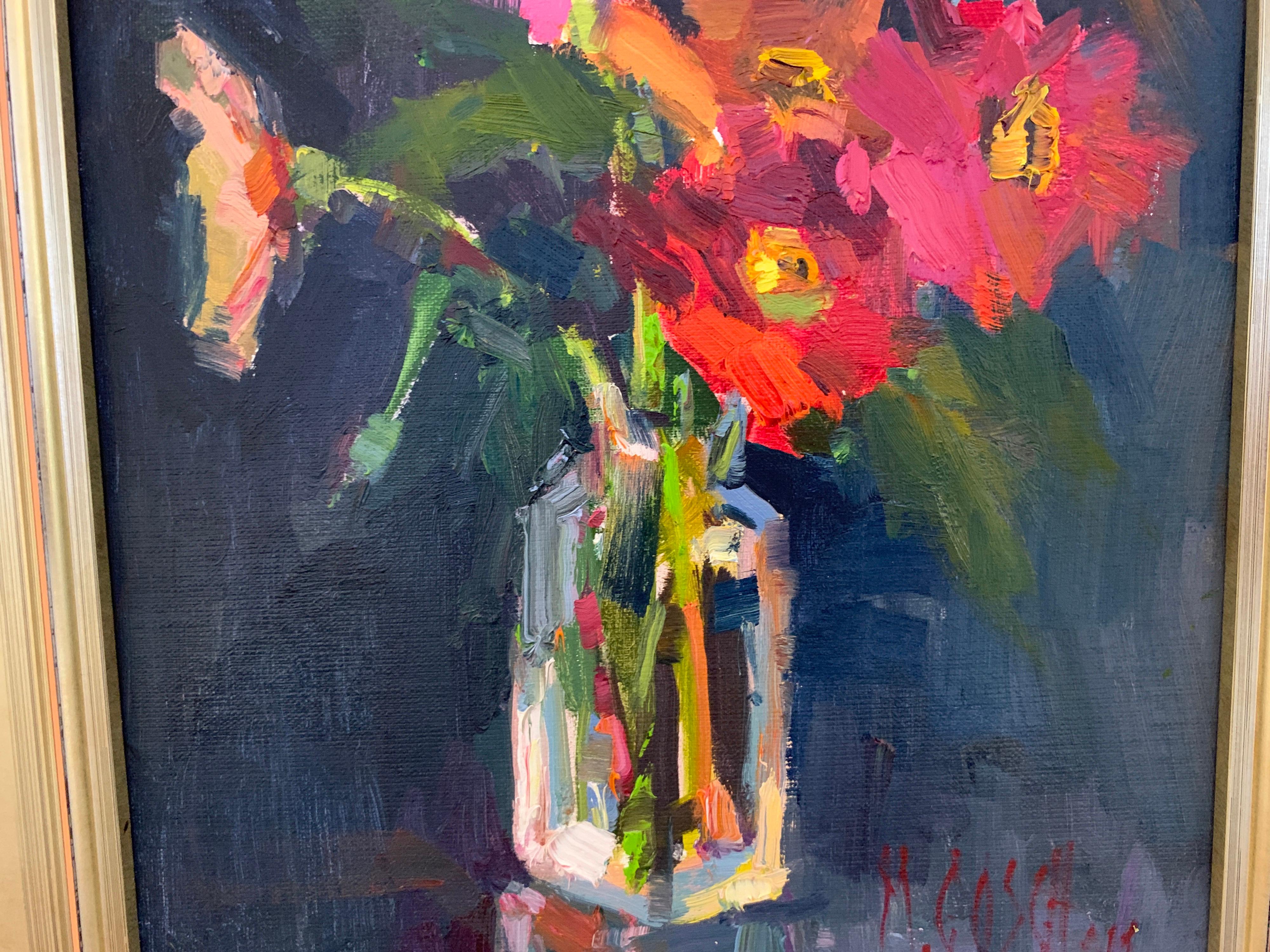 Fleurs V by Millie Gosch, Small Framed Oil on Board Still-Life Painting 3